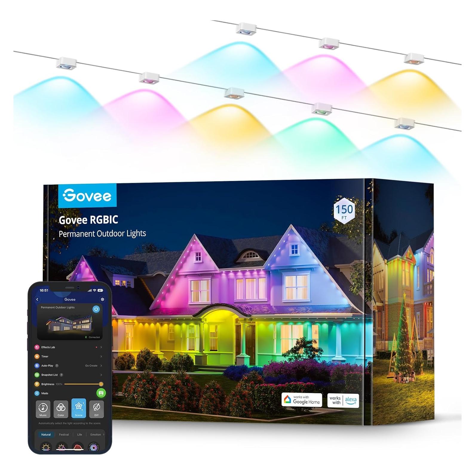 Luces Exteriores Govee 150 pies RGBIC IP67 Control Voz