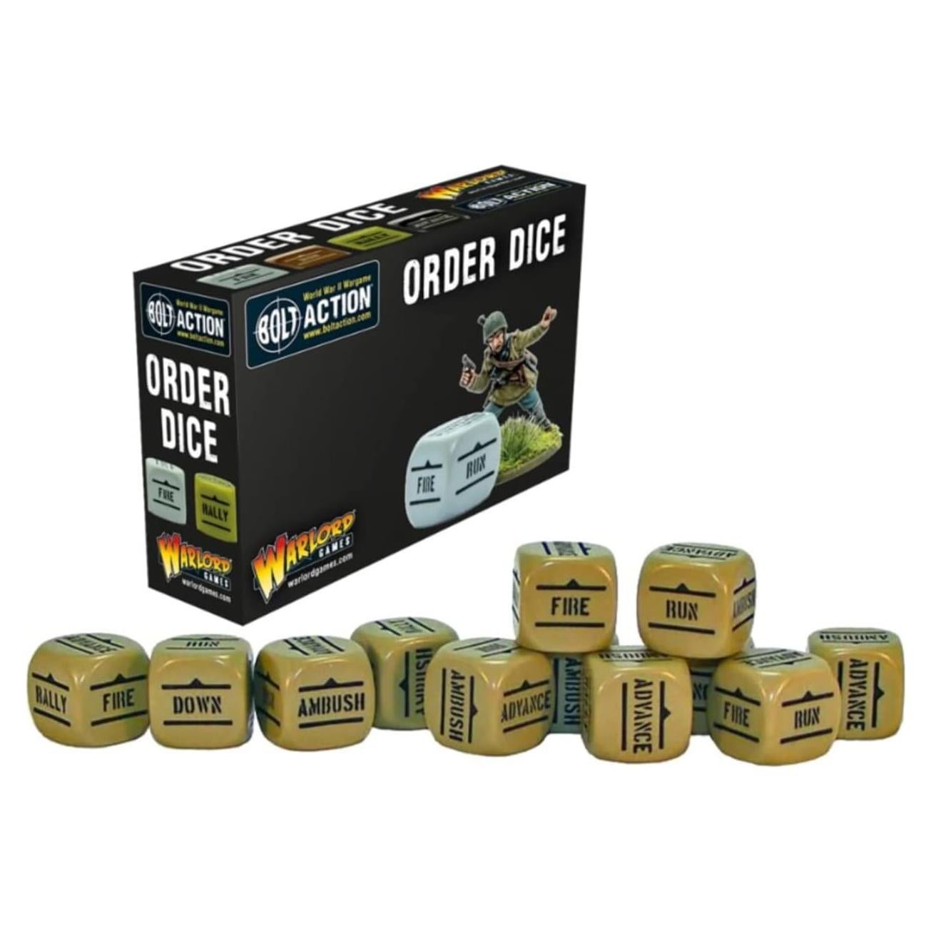 Dados de Orden de Acción Warlord Games 12 piezas color arena