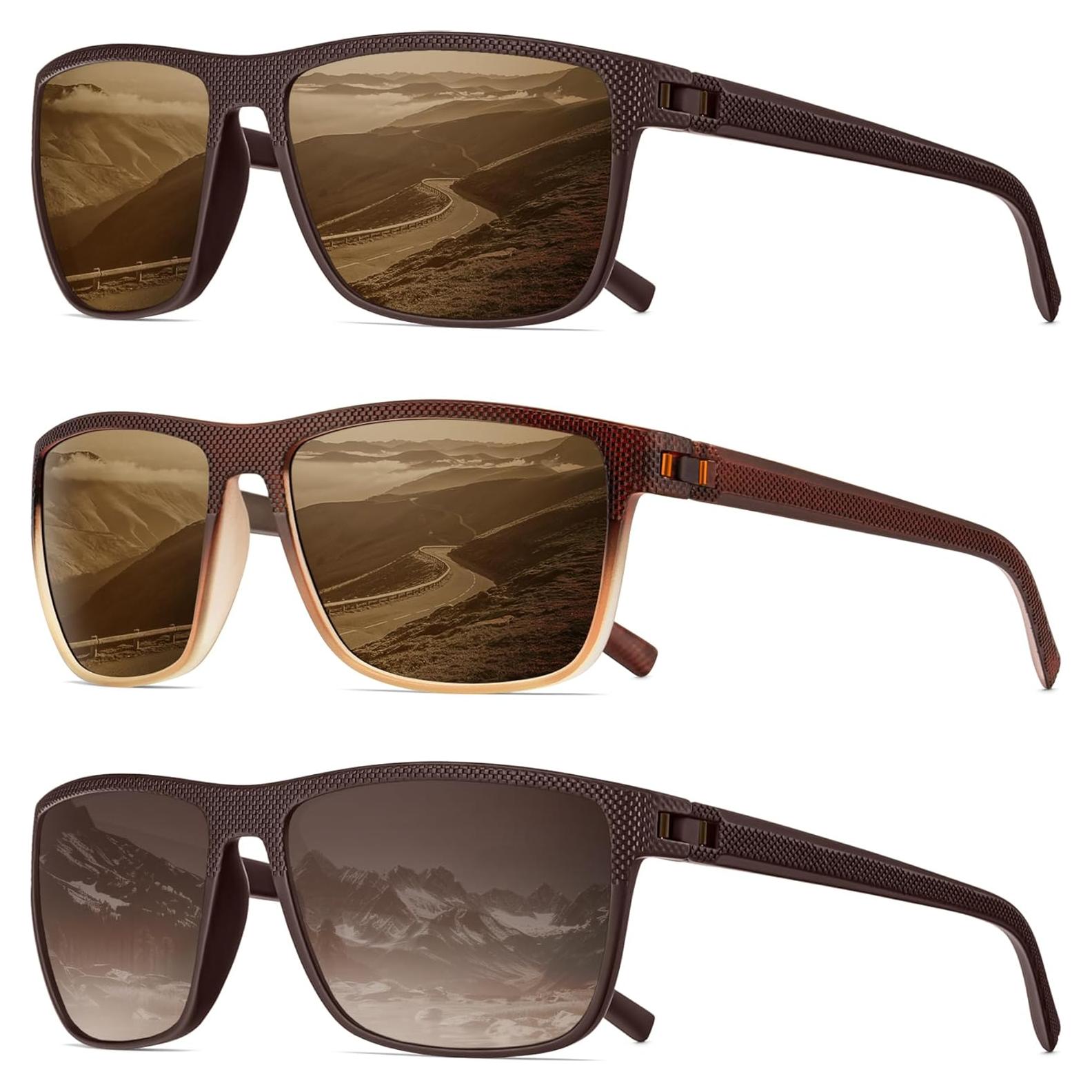 Gafas de sol QALLY polarizadas UV400 para hombres marrón