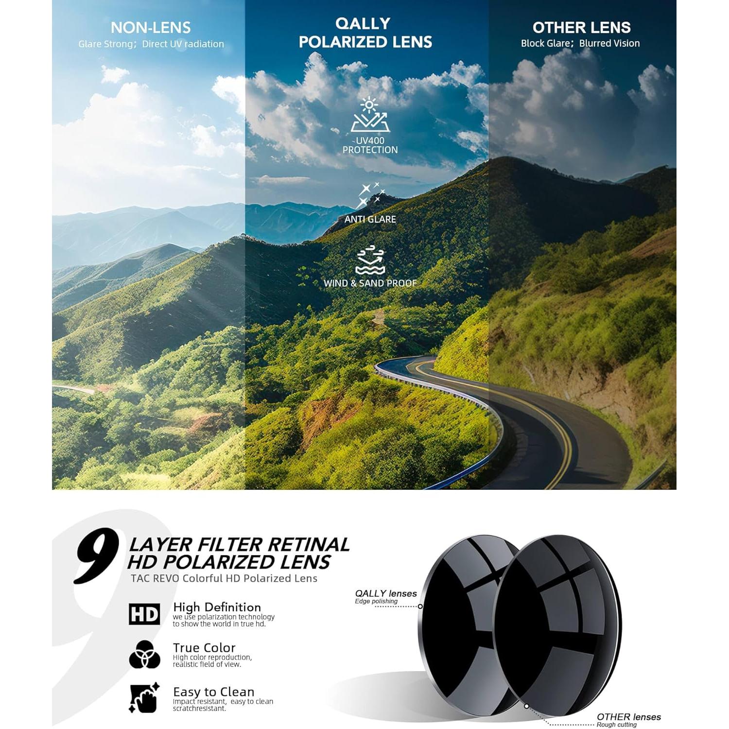 Gafas de sol QALLY polarizadas para hombres con UV