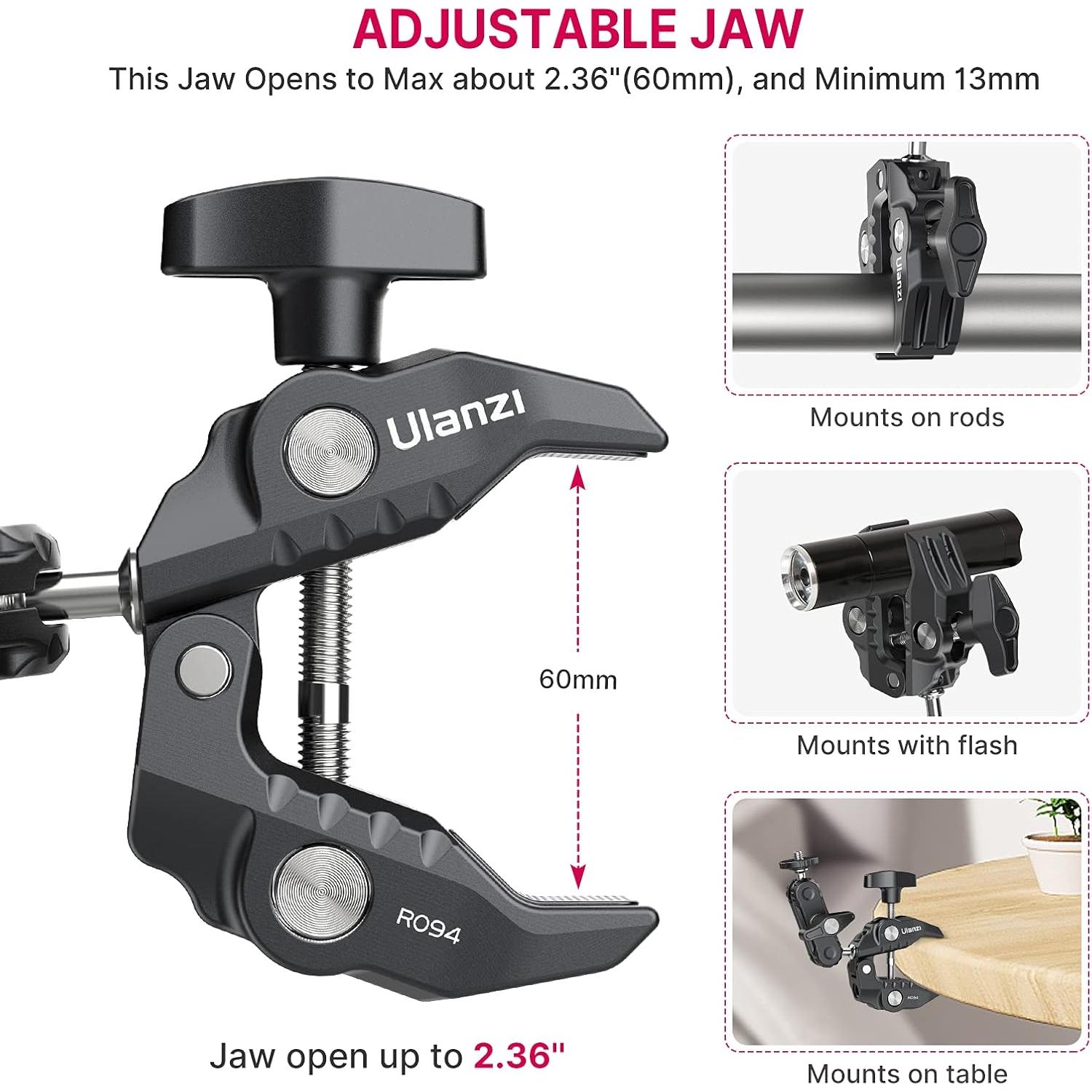 Soporte ULANZI Super Clamp para Cámara 360° 1.5 kg