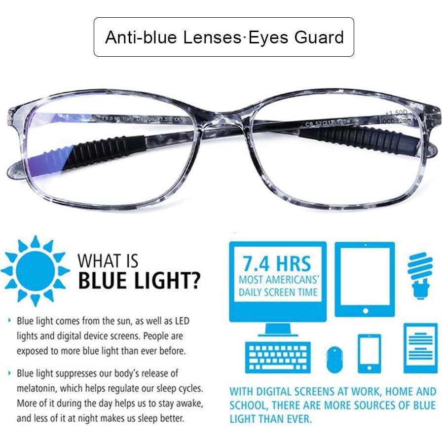 Gafas de Lectura DOOViC 4 Pack Anti Luz Azul 3.0x