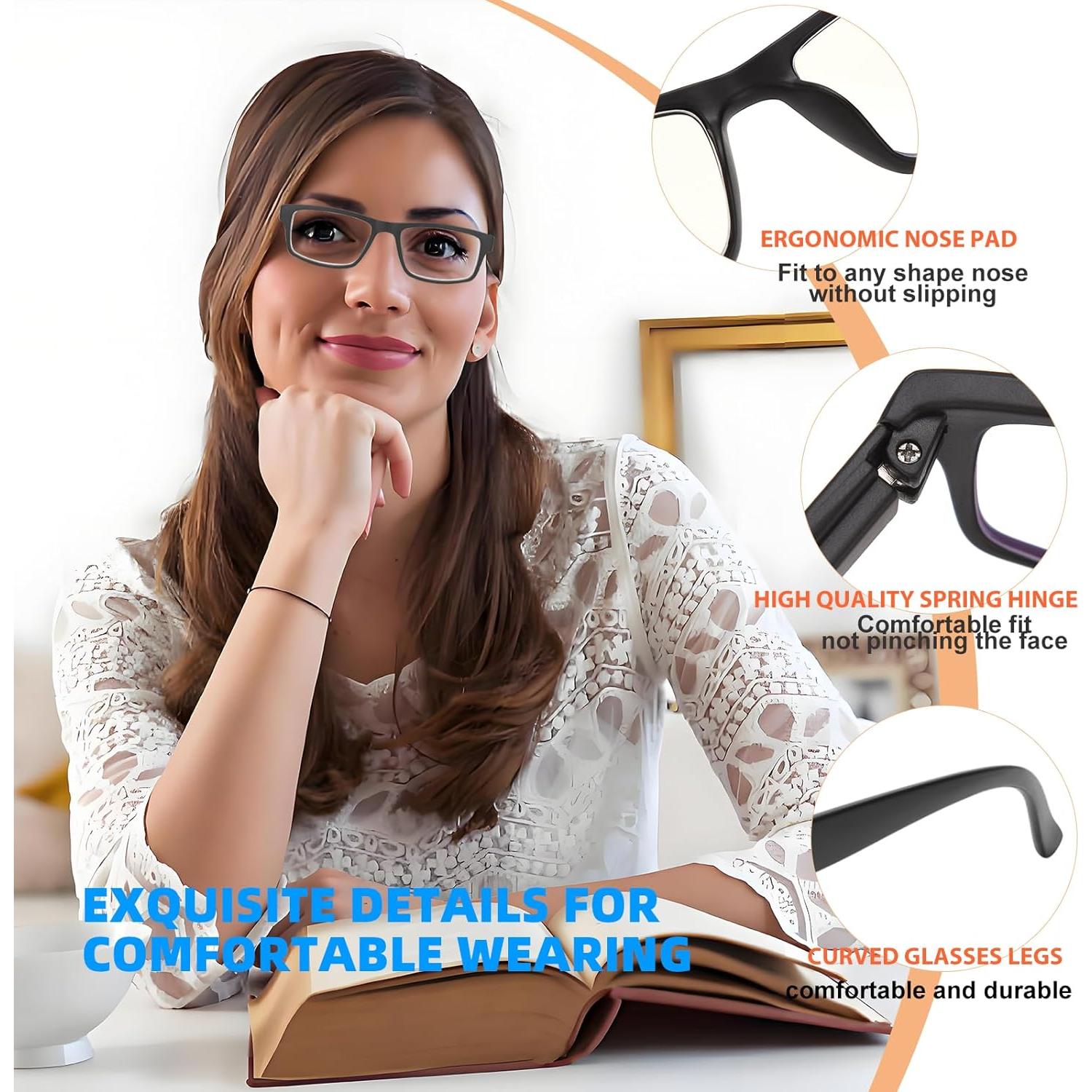 2 Pack Reading Glasses, Unbreakable Blue Light Blocking Reading Glasses,Filter UV Ray/Glare Computer Readers, Stylish Lightweight Spring Hinges Eyeglasses for Women Men(Black/Leopard,2.75)