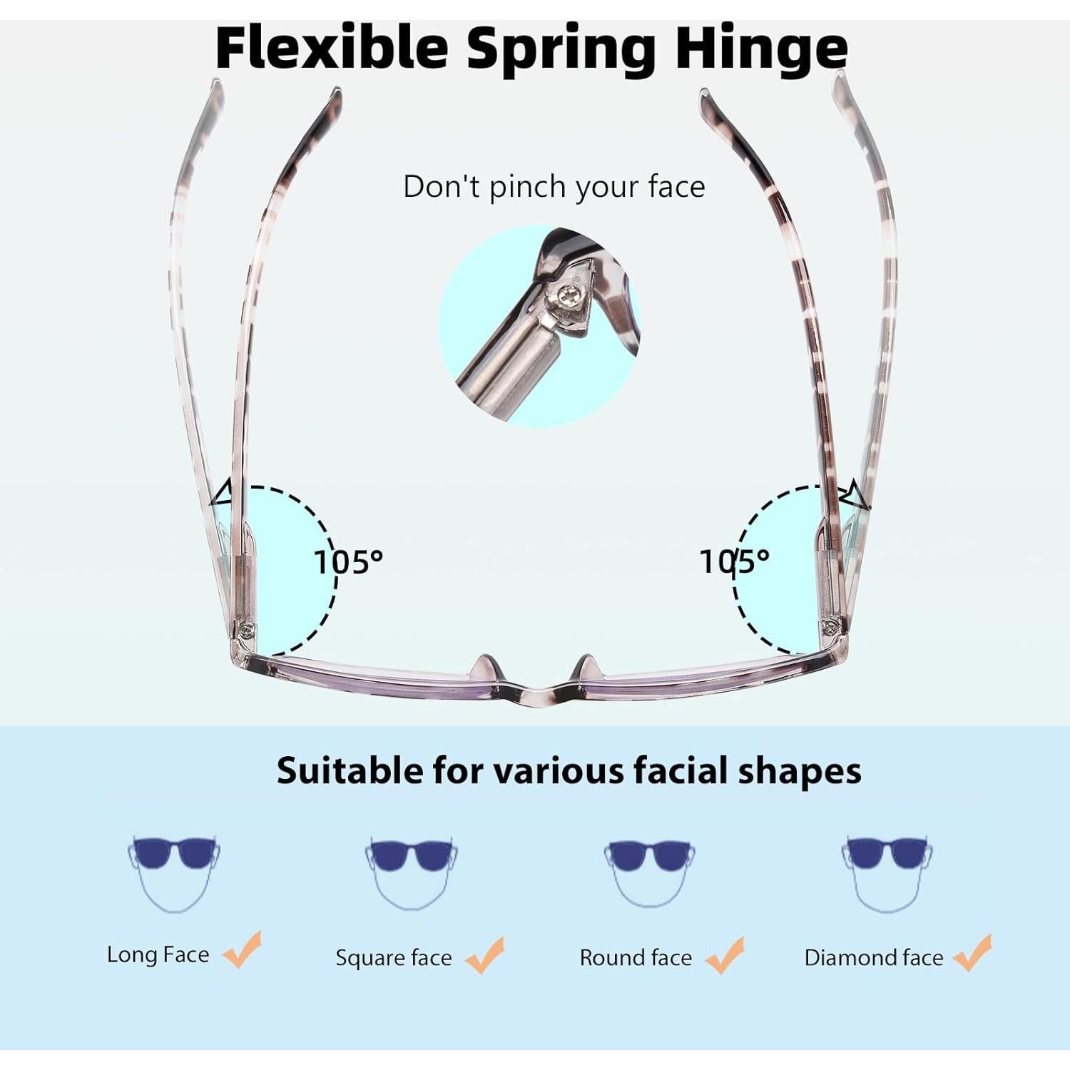 2 Pack Reading Glasses, Unbreakable Blue Light Blocking Reading Glasses,Filter UV Ray/Glare Computer Readers, Stylish Lightweight Spring Hinges Eyeglasses for Women Men(Black/Leopard,1.25)