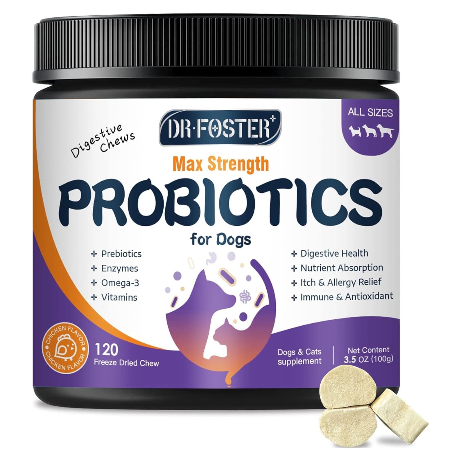 Probioticos para Perros DRFOSTER 120 Bocados Liofilizados