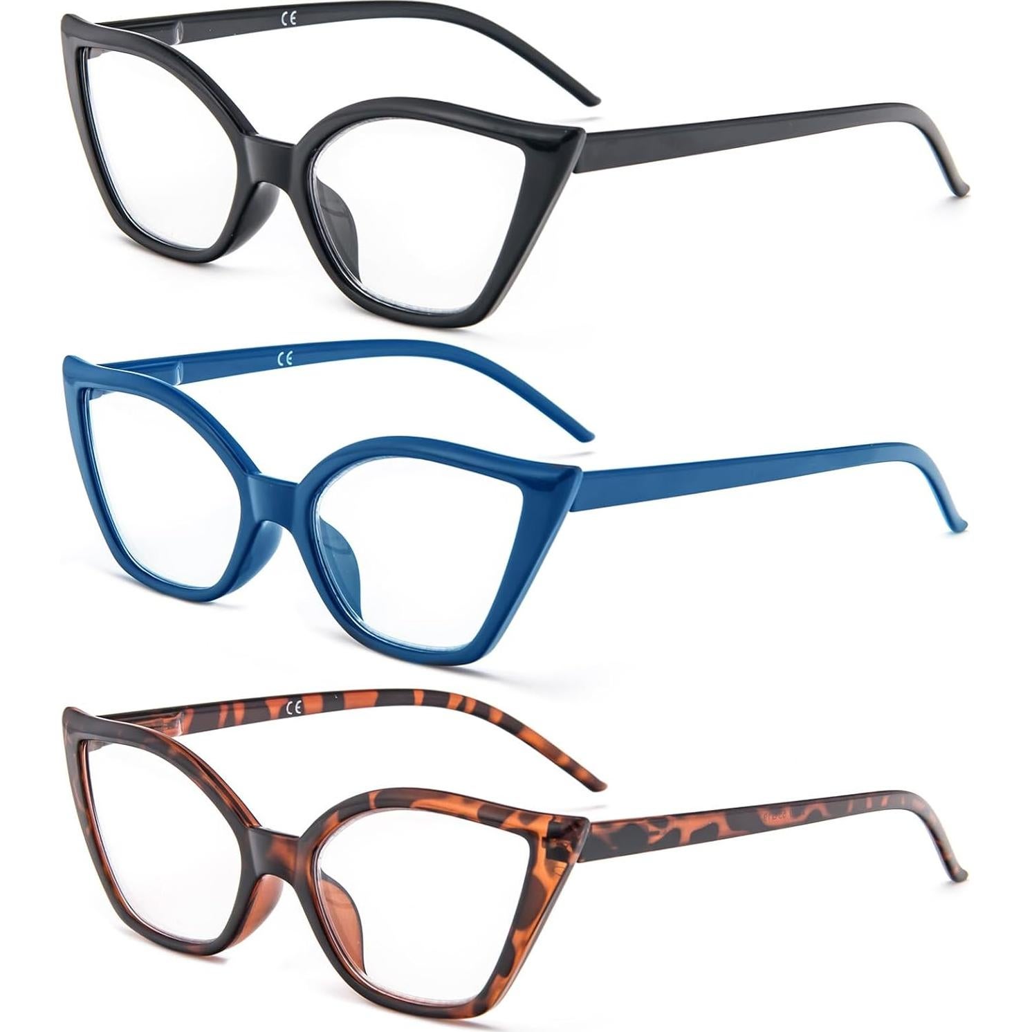 Gafas de Lectura Cat Eye DXYXYO 3 Paquetes Anti Luz Azul