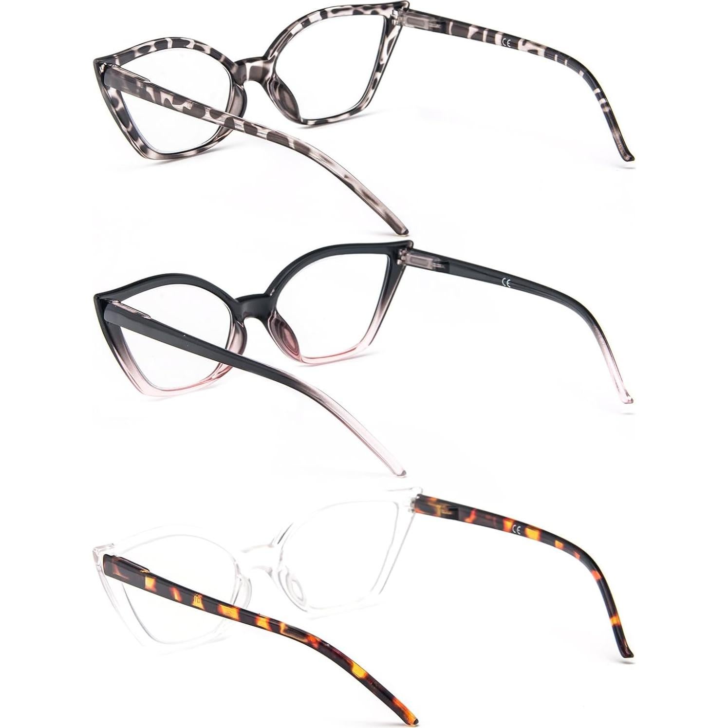 Gafas de Lectura Cat Eye DXYXYO Paquete de 3 Anti Luz Azul