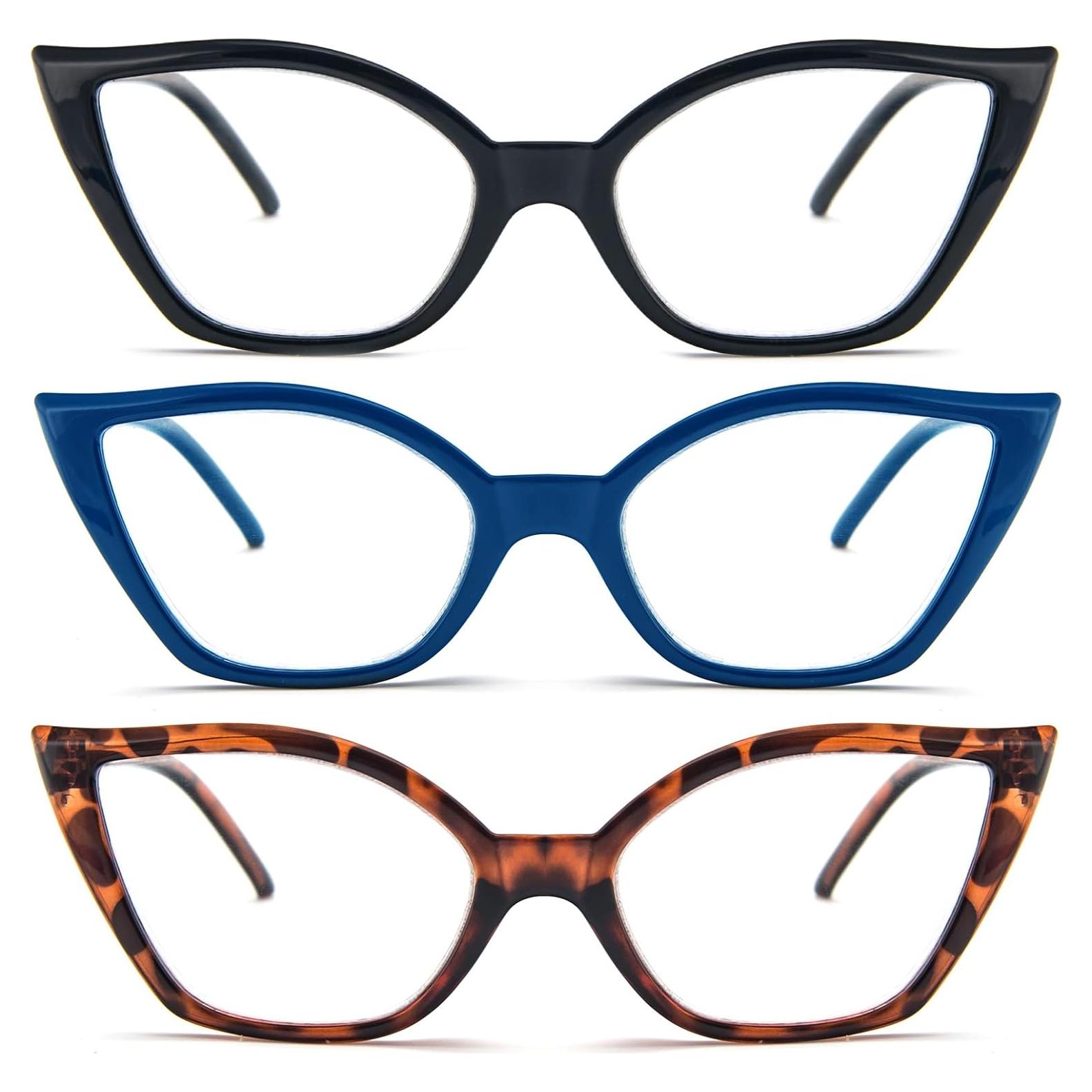 Gafas de lectura DXYXYO estilo ojo de gato 3 pares anti luz azul