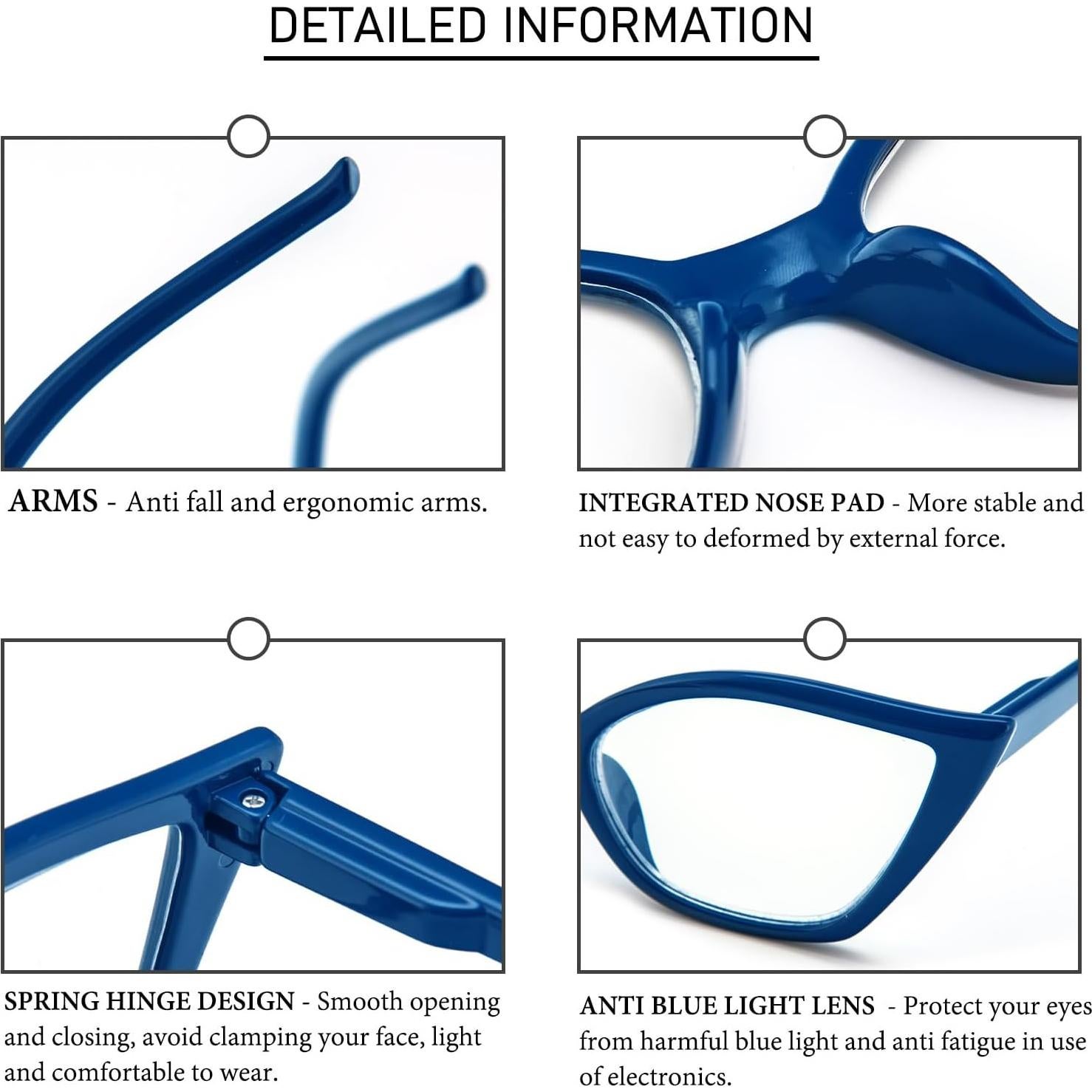 Gafas de lectura DXYXYO estilo ojo de gato 3 pares anti luz azul