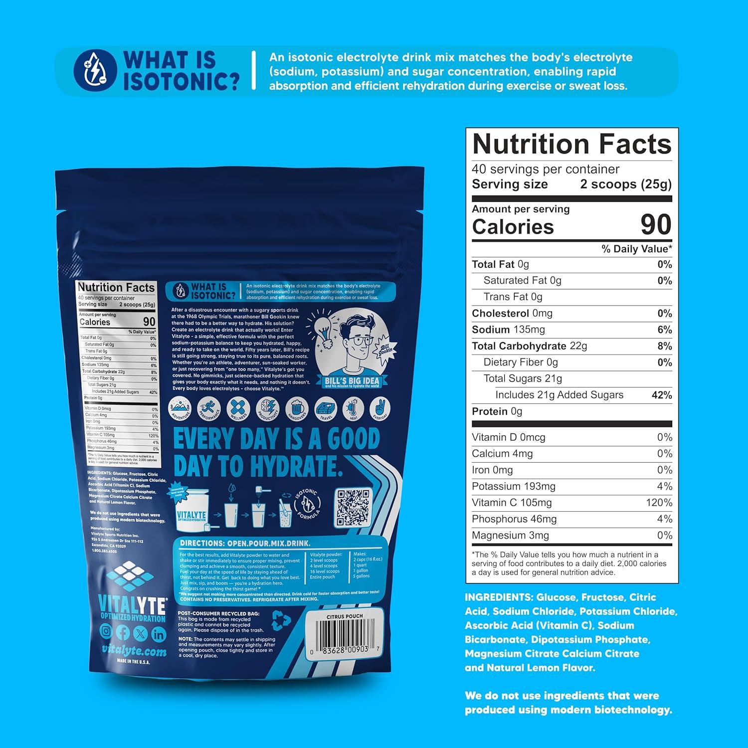 Mezcla de Bebida en Polvo Vitalyte 992g - Electrolitos Cítricos