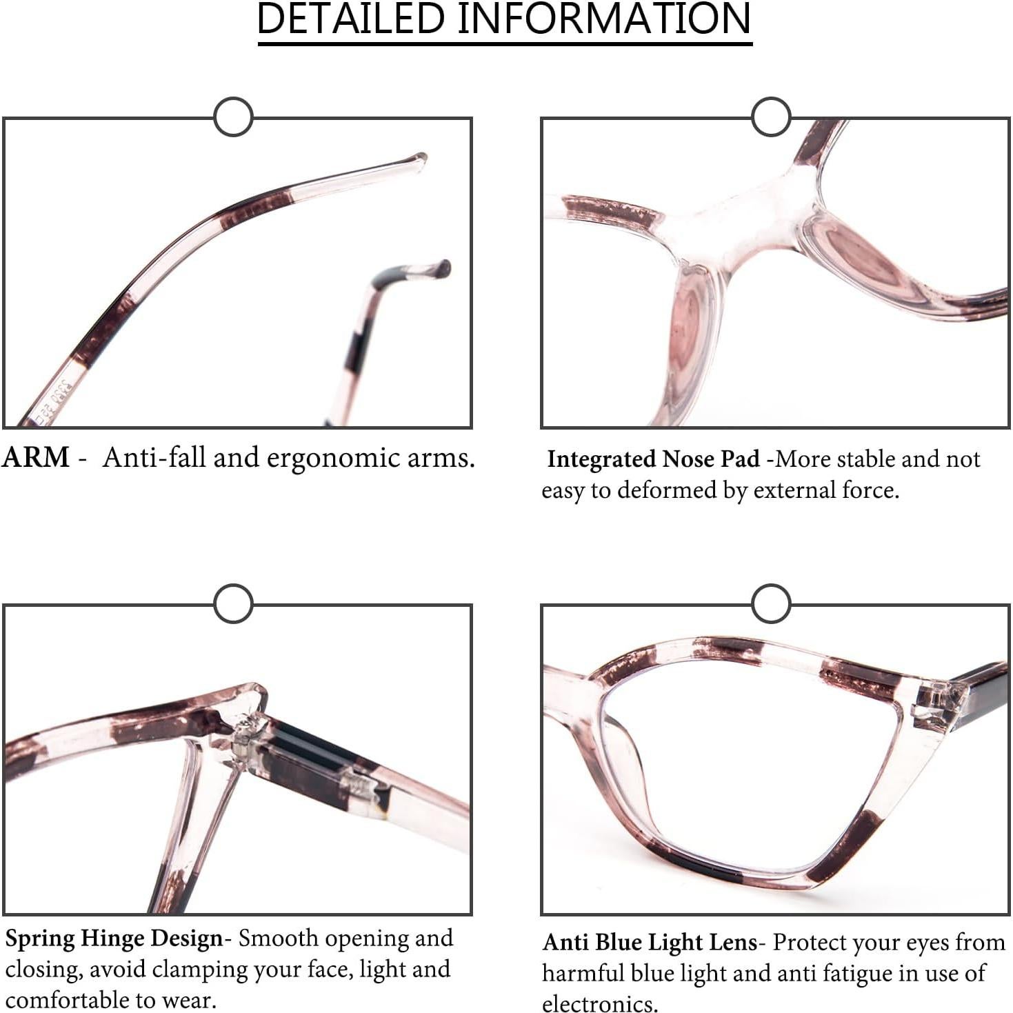 Gafas de Lectura DXYXYO Cat Eye 3 Pares Anti Luz Azul