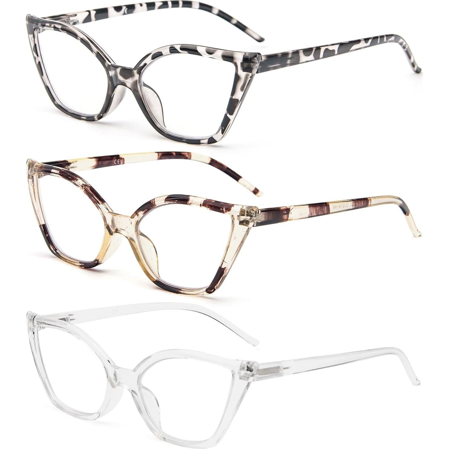 Gafas de Lectura Cat Eye DXYXYO 3 Pares Anti Luz Azul 2.75x