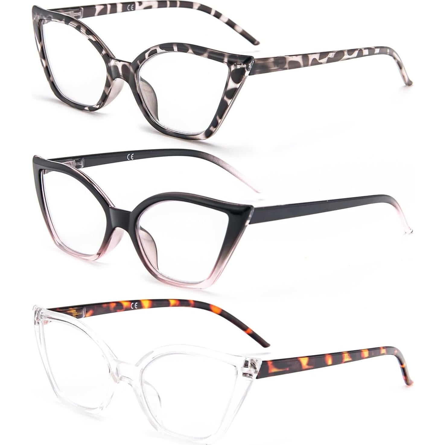 Gafas de Lectura Cat Eye DXYXYO 3 Pares Anti Luz Azul