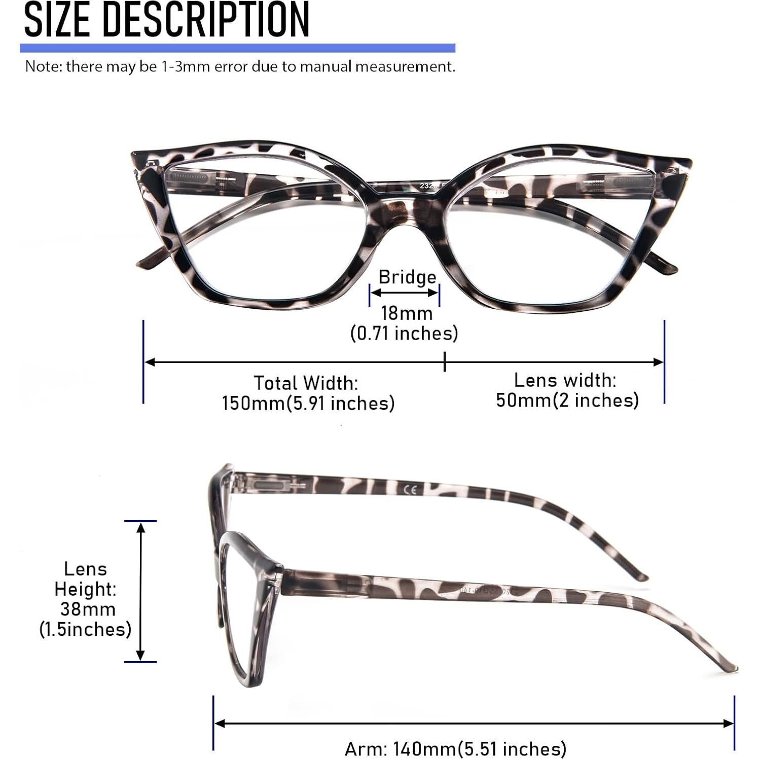 Gafas de Lectura Cat Eye DXYXYO 3 Pares Anti Luz Azul