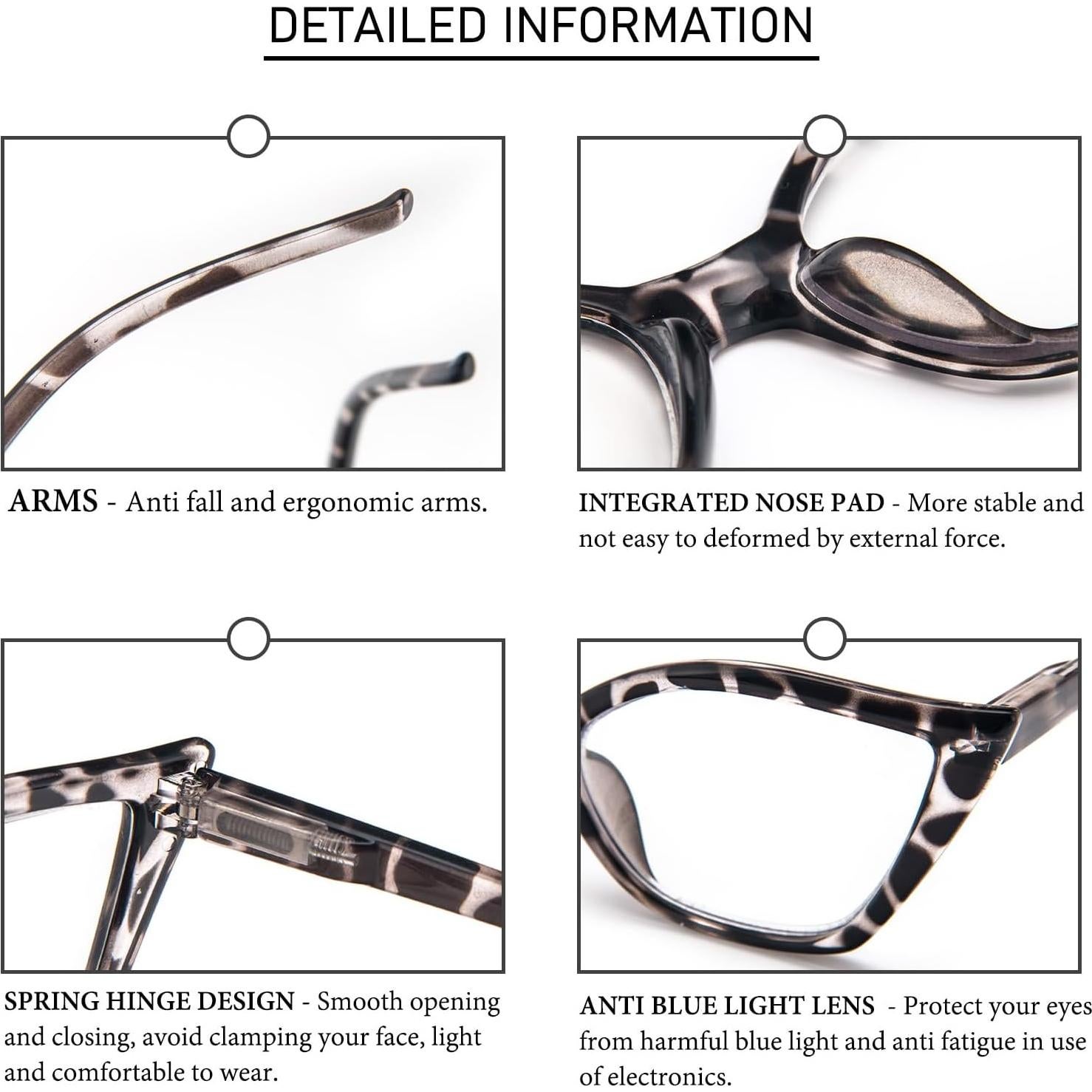 Gafas de lectura DXYXYO estilo ojo de gato 3x paquete 3 unidades
