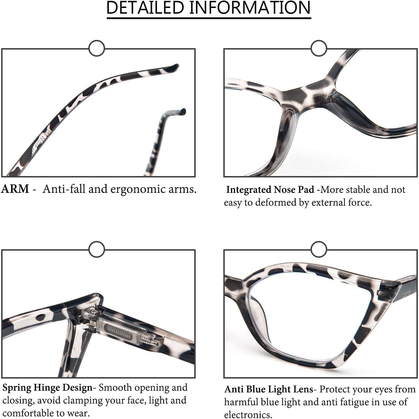 Gafas de Lectura Cat Eye DXYXYO 3 Paquetes Anti Luz Azul