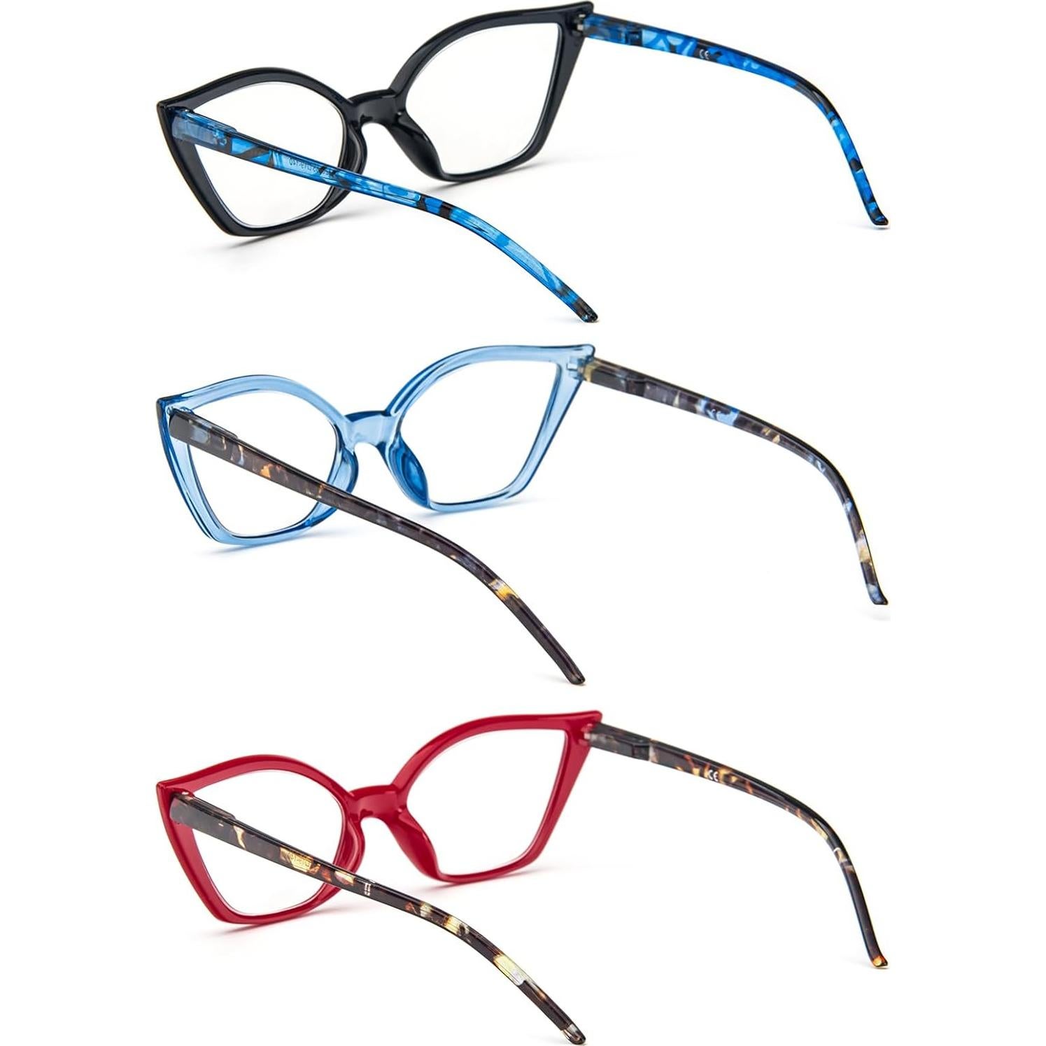 Gafas de Lectura Cat Eye DXYXYO Paquete de 3 Anti Luz Azul