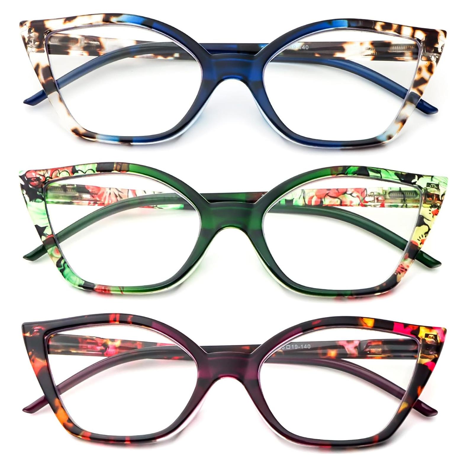 Gafas de Lectura Cat Eye DXYXYO 3 Paquetes Anti Luz Azul