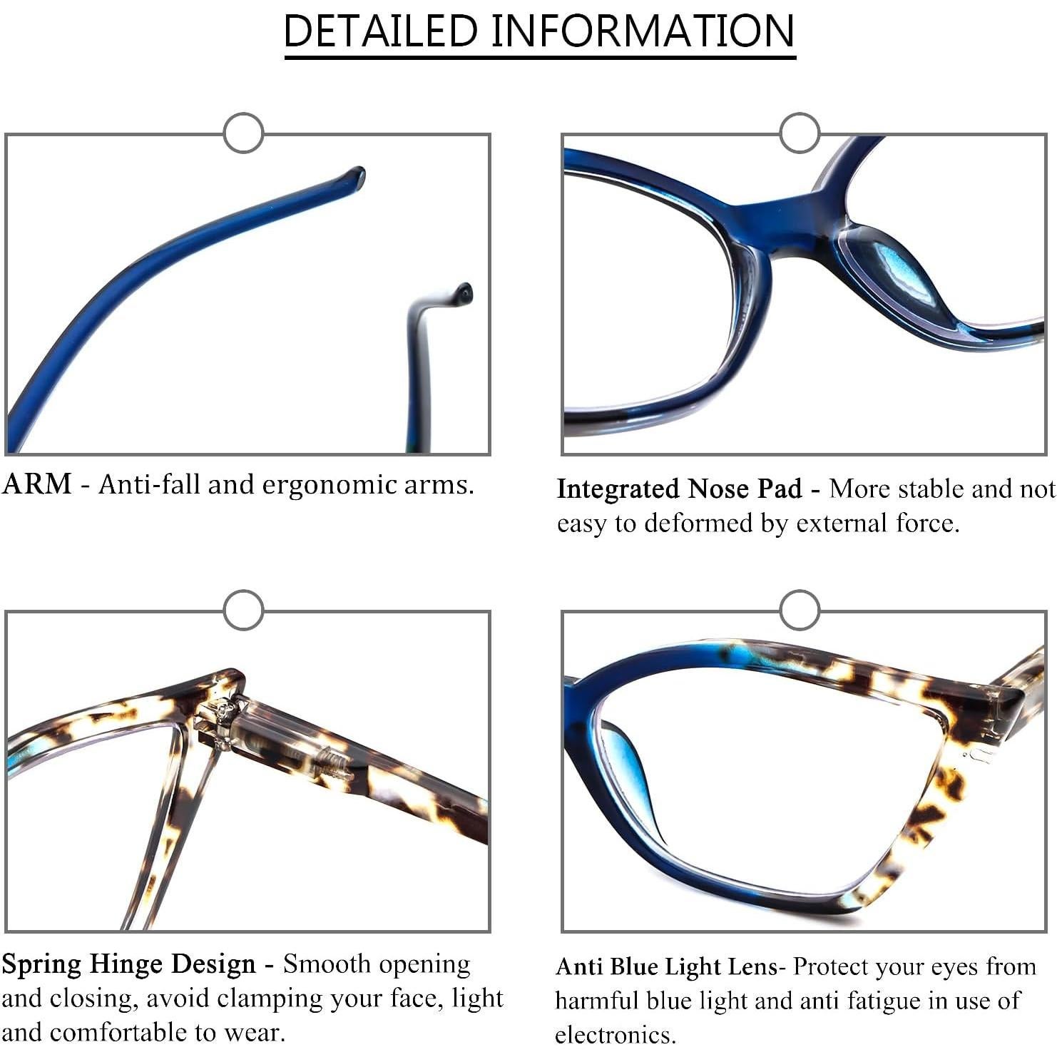 Gafas de Lectura Cat Eye DXYXYO 3 Paquetes Anti Luz Azul