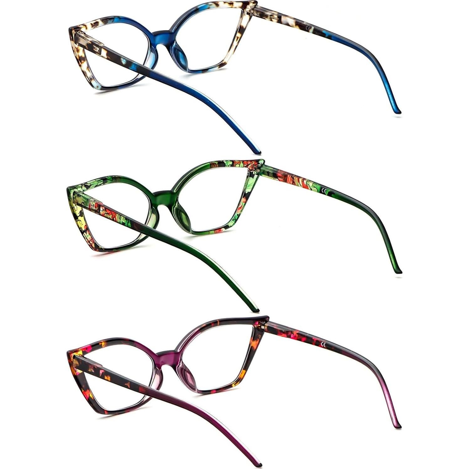 Gafas de lectura DXYXYO ojo de gato 3 pares anti luz azul