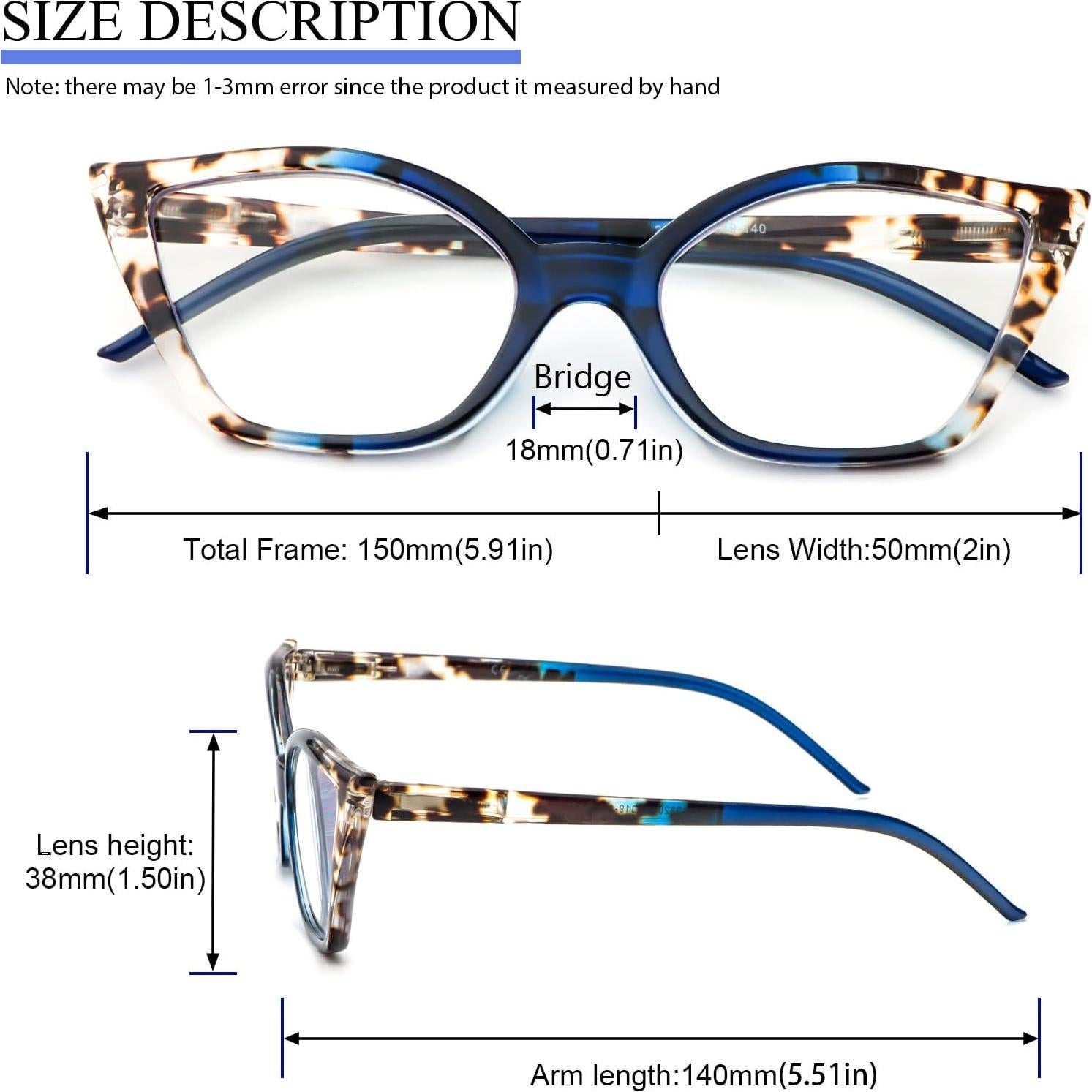 Gafas de lectura DXYXYO ojo de gato 3 pares anti luz azul