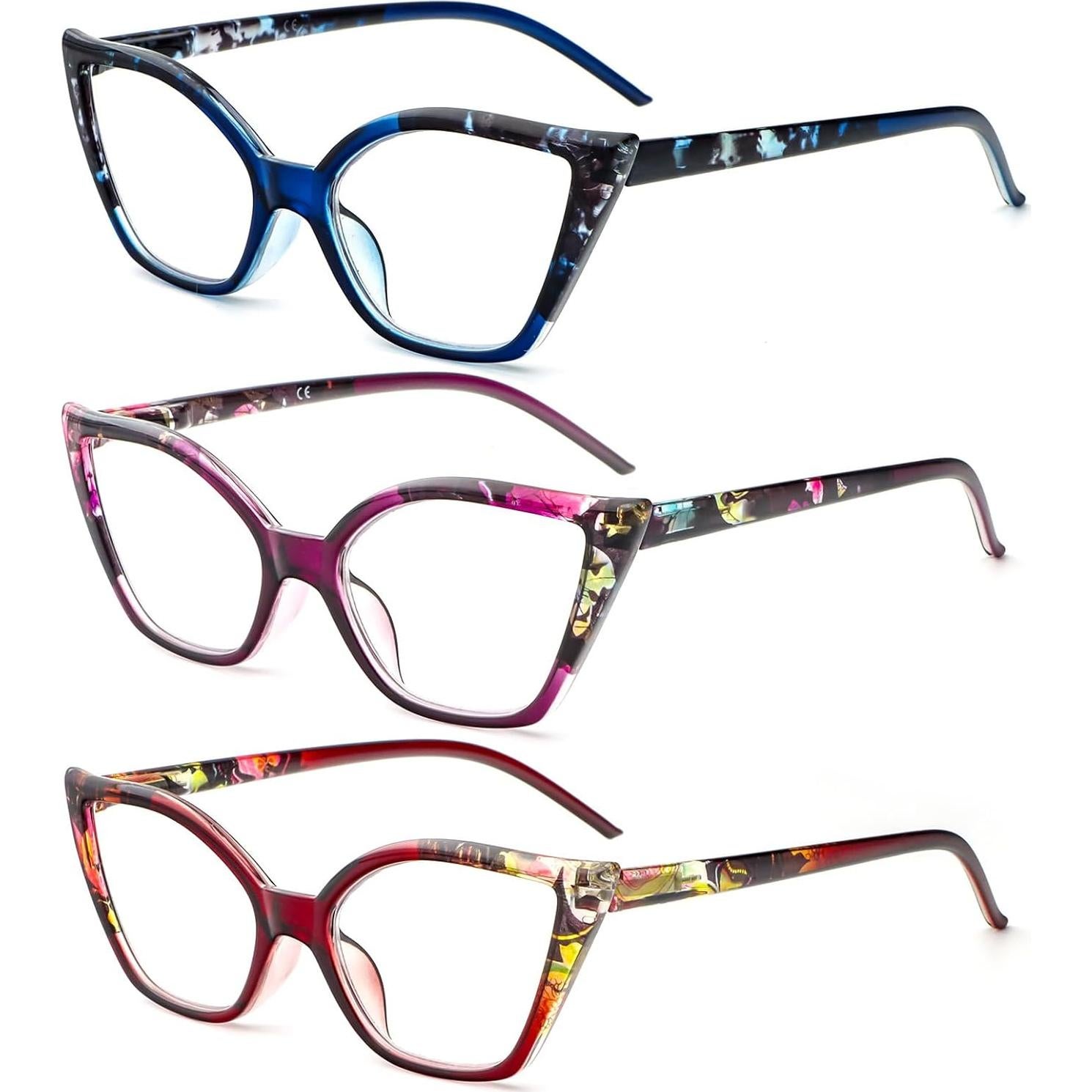 Gafas de Lectura Cat Eye DXYXYO 3 Pares Anti Luz Azul