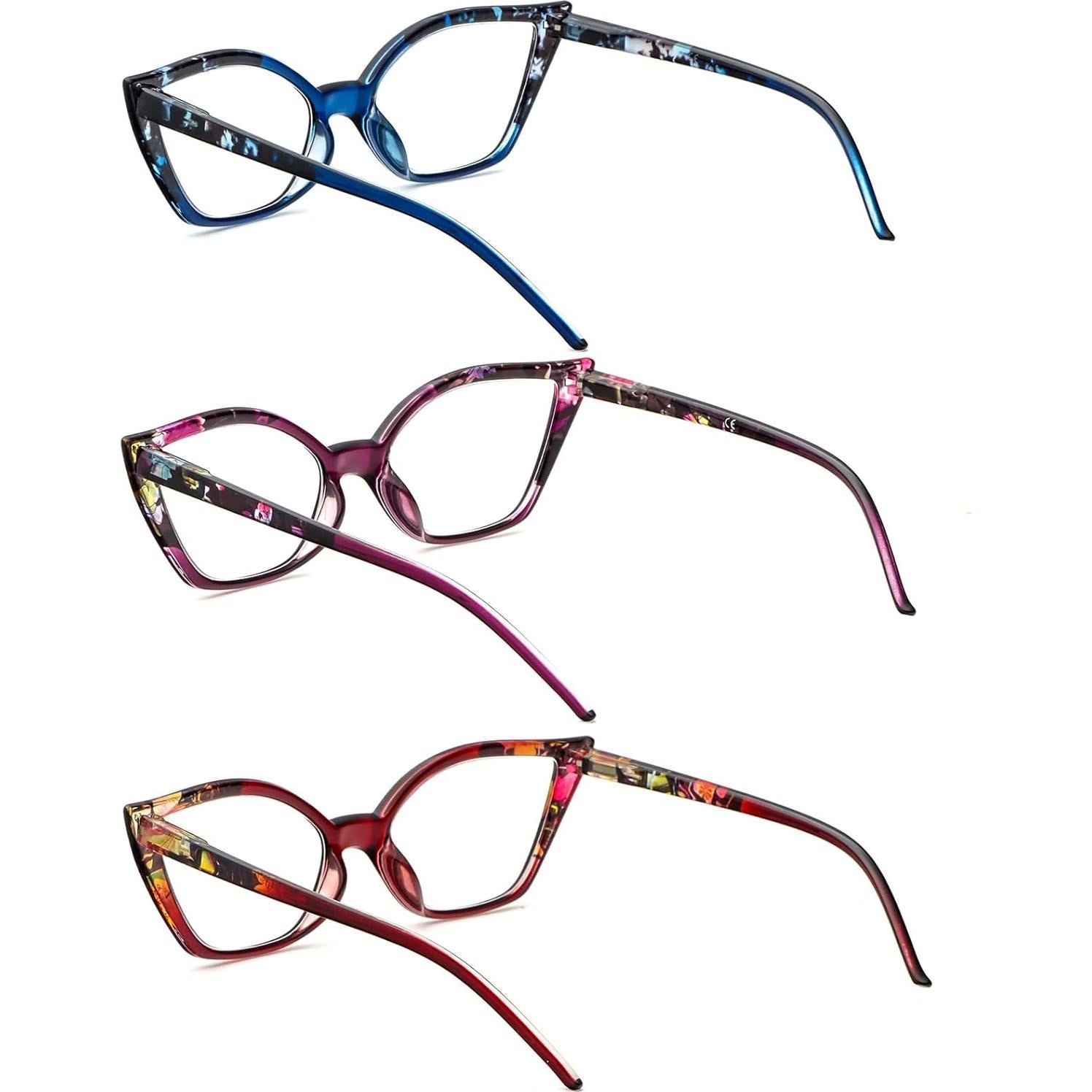 Gafas de Lectura Cat Eye DXYXYO 3 Pares Anti Luz Azul