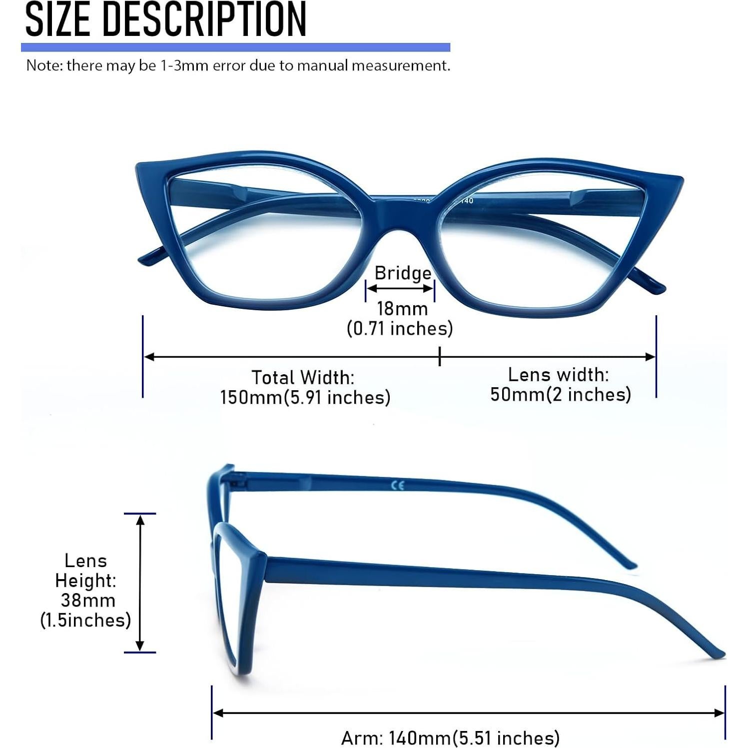 Gafas de lectura DXYXYO ojo de gato 3 pares anti luz azul