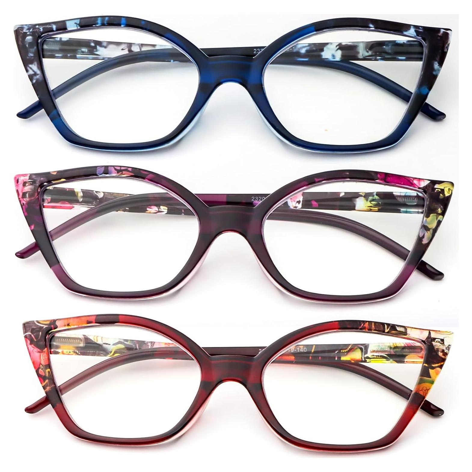 Gafas de lectura DXYXYO estilo ojo de gato 3 pares anti luz azul