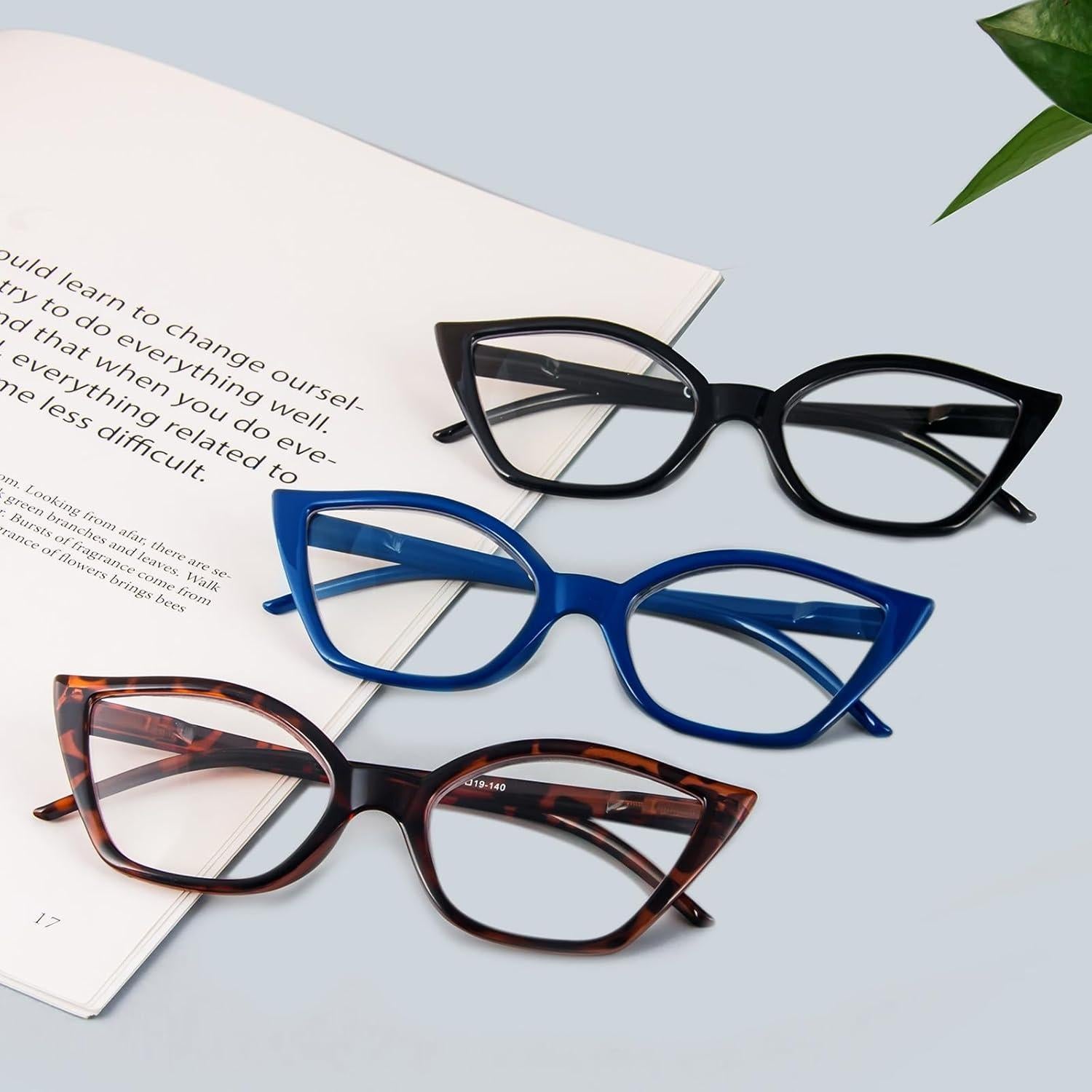 Gafas de Lectura Cat Eye DXYXYO 3 Pares Anti Luz Azul