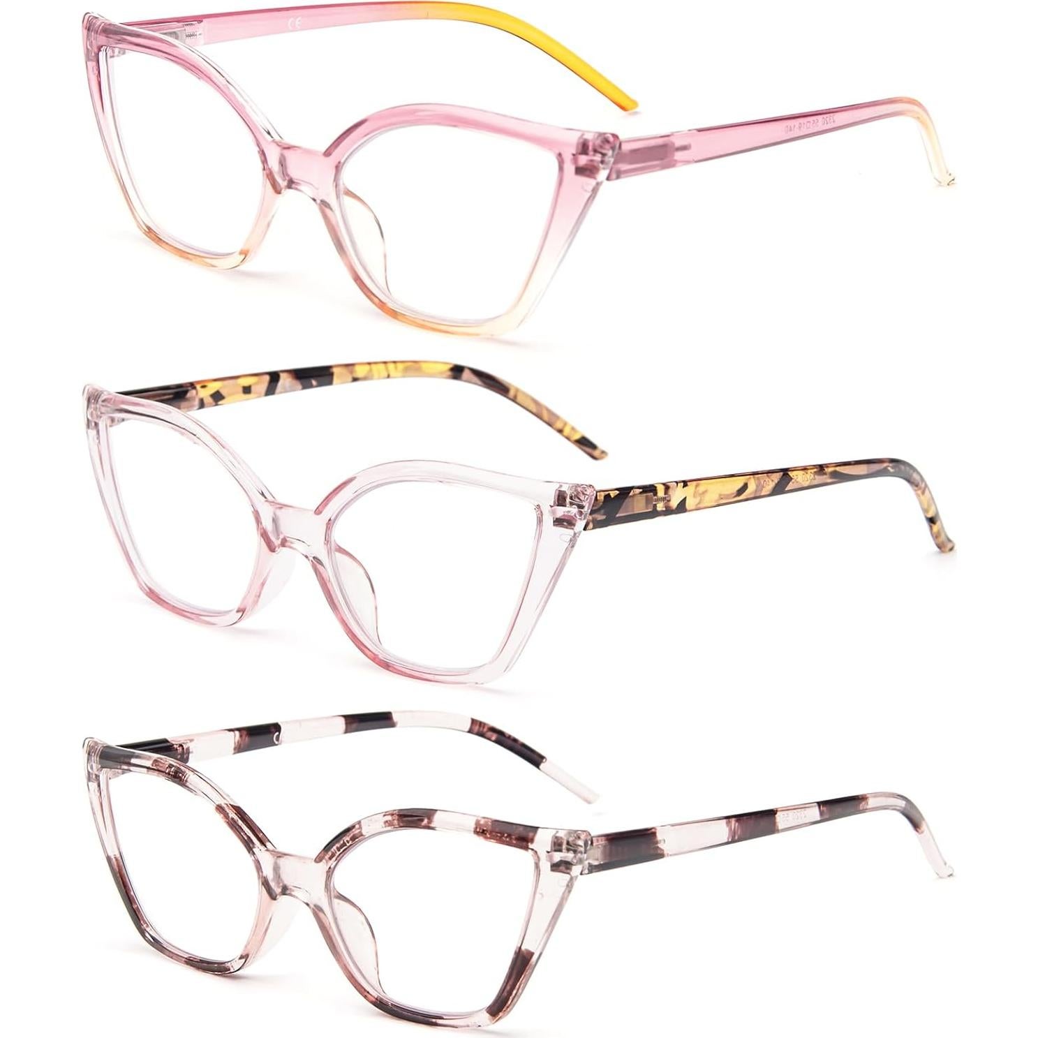 Gafas de Lectura Cat Eye DXYXYO Paquete de 3 Anti Luz Azul