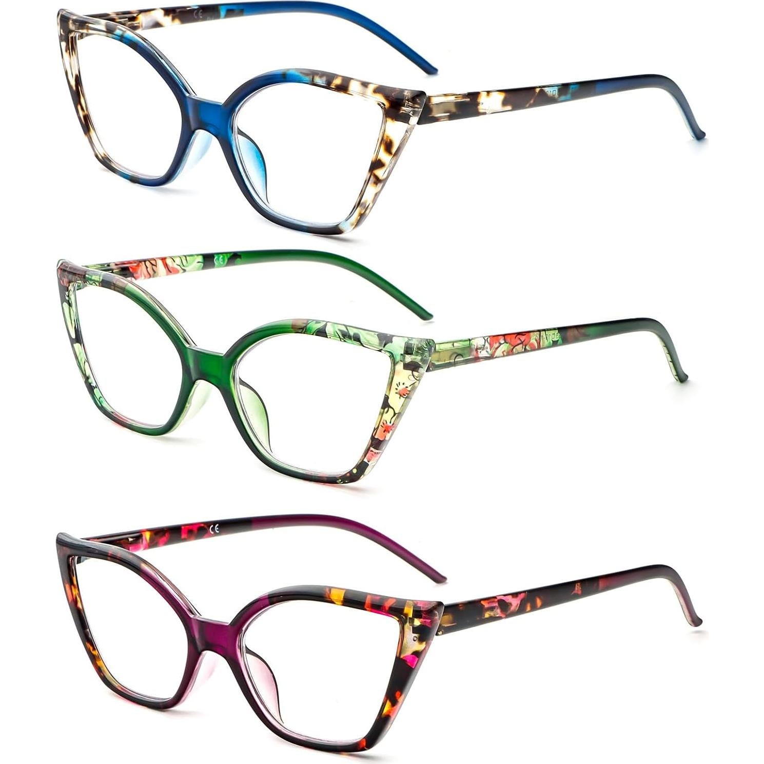 Gafas de lectura DXYXYO estilo ojo de gato 3 pares anti luz azul