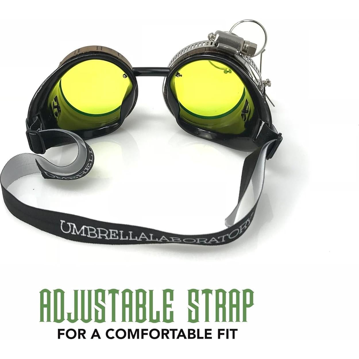Gafas Steampunk UMBRELLALABORATORY con Lentes Verdes y Lupa