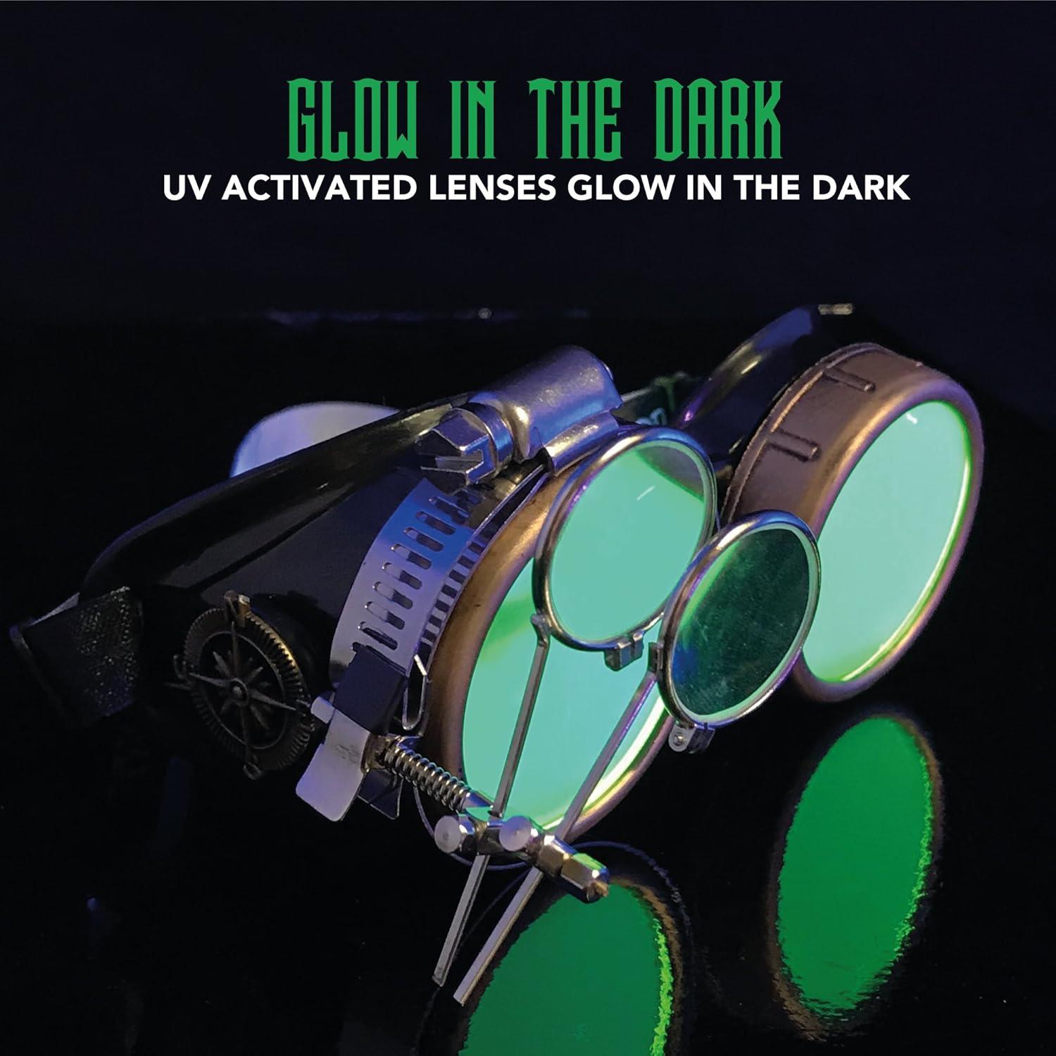 Gafas Steampunk UMBRELLALABORATORY con Lentes Neón