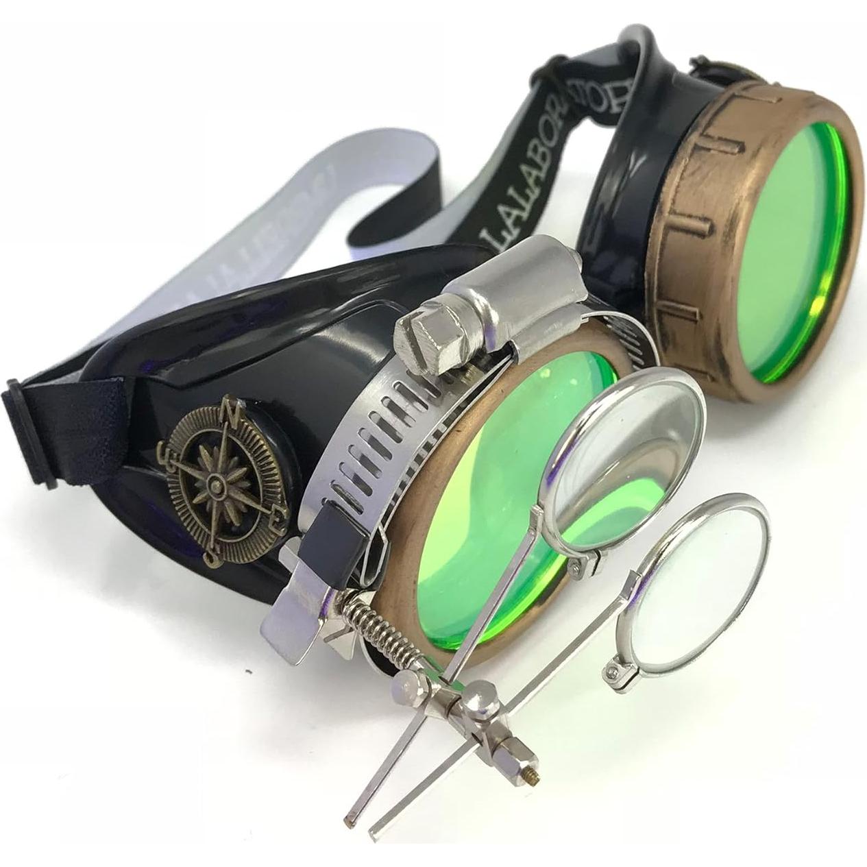 Gafas Steampunk UMBRELLALABORATORY con Lentes Neón