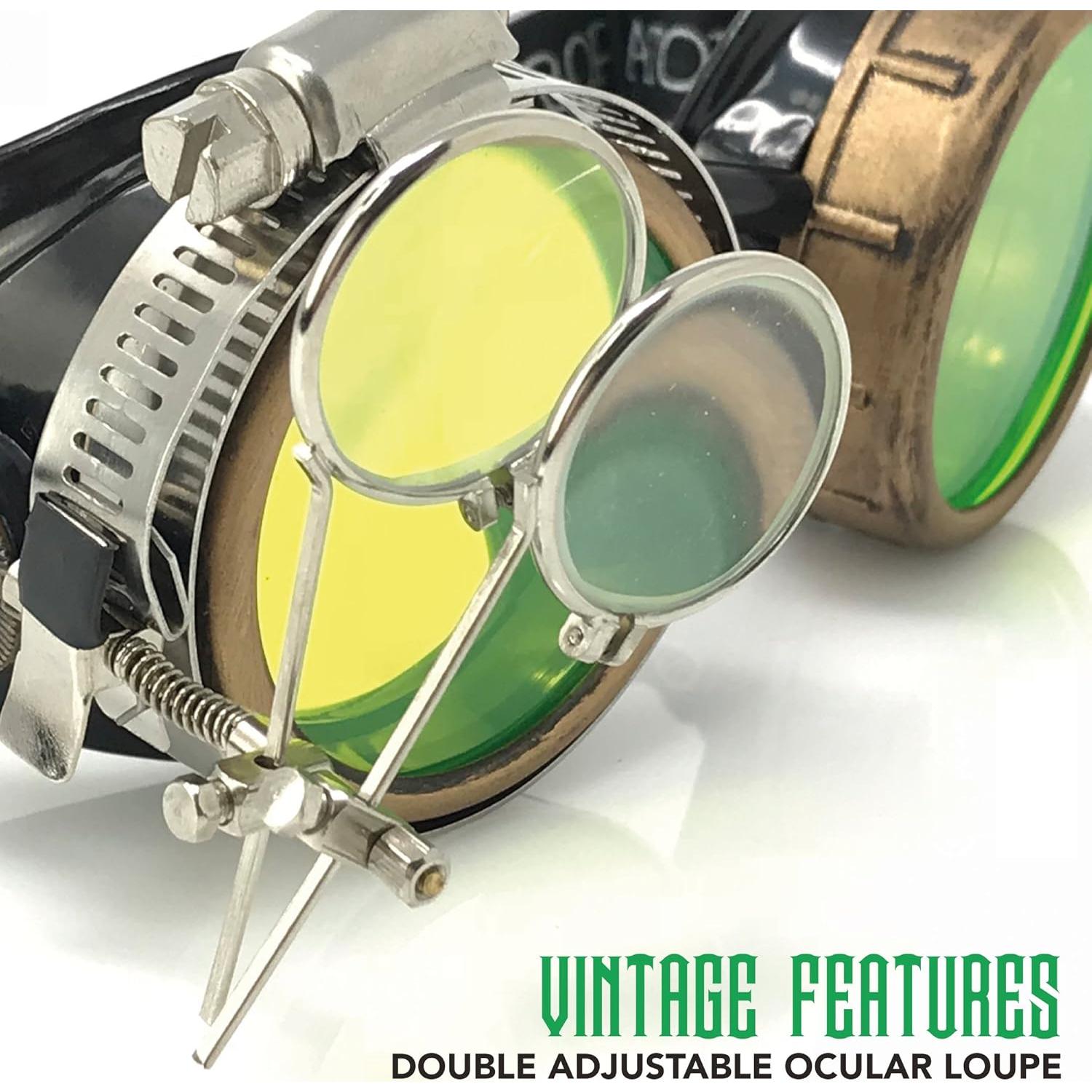 Gafas Steampunk UMBRELLALABORATORY con Lentes Neón