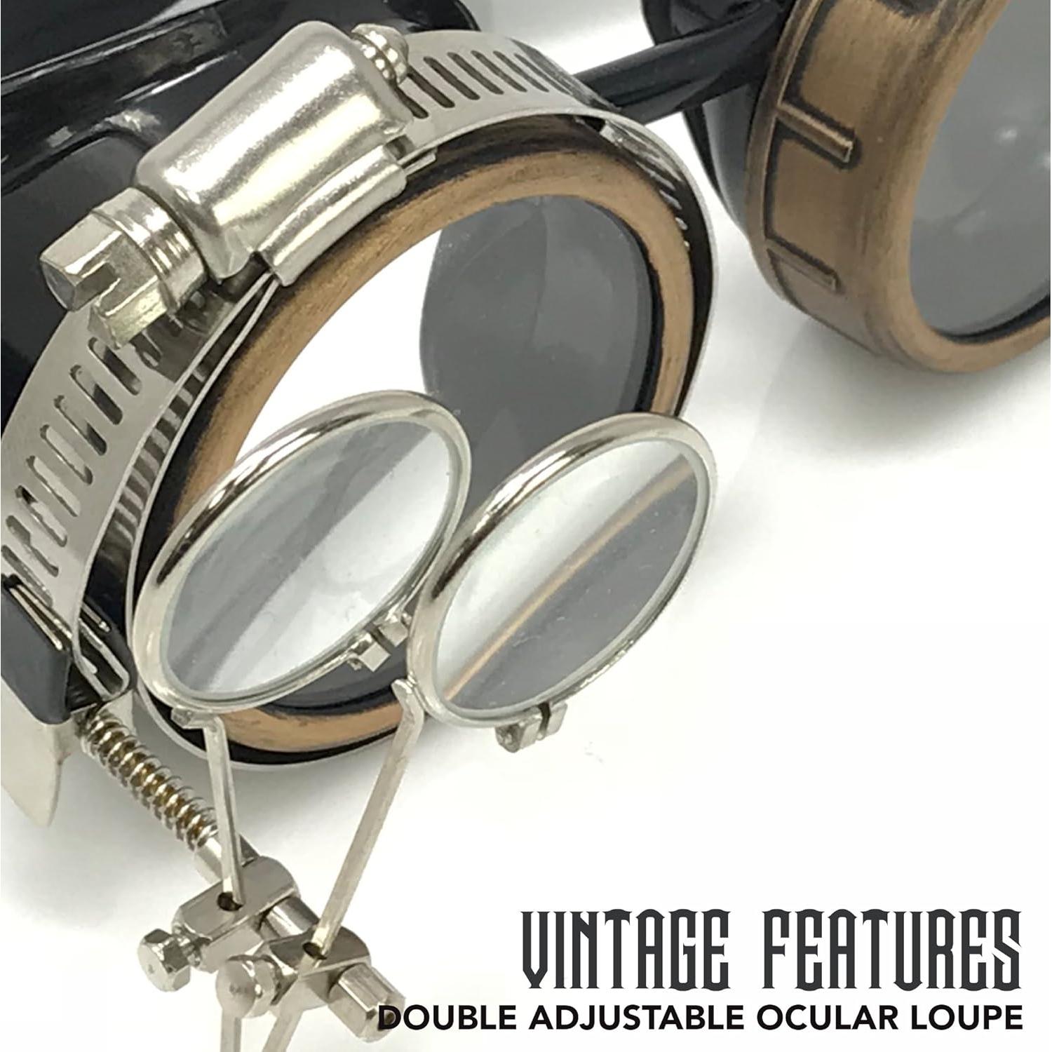 Gafas Steampunk Victoriano con Lentes de Lupa Ajustables