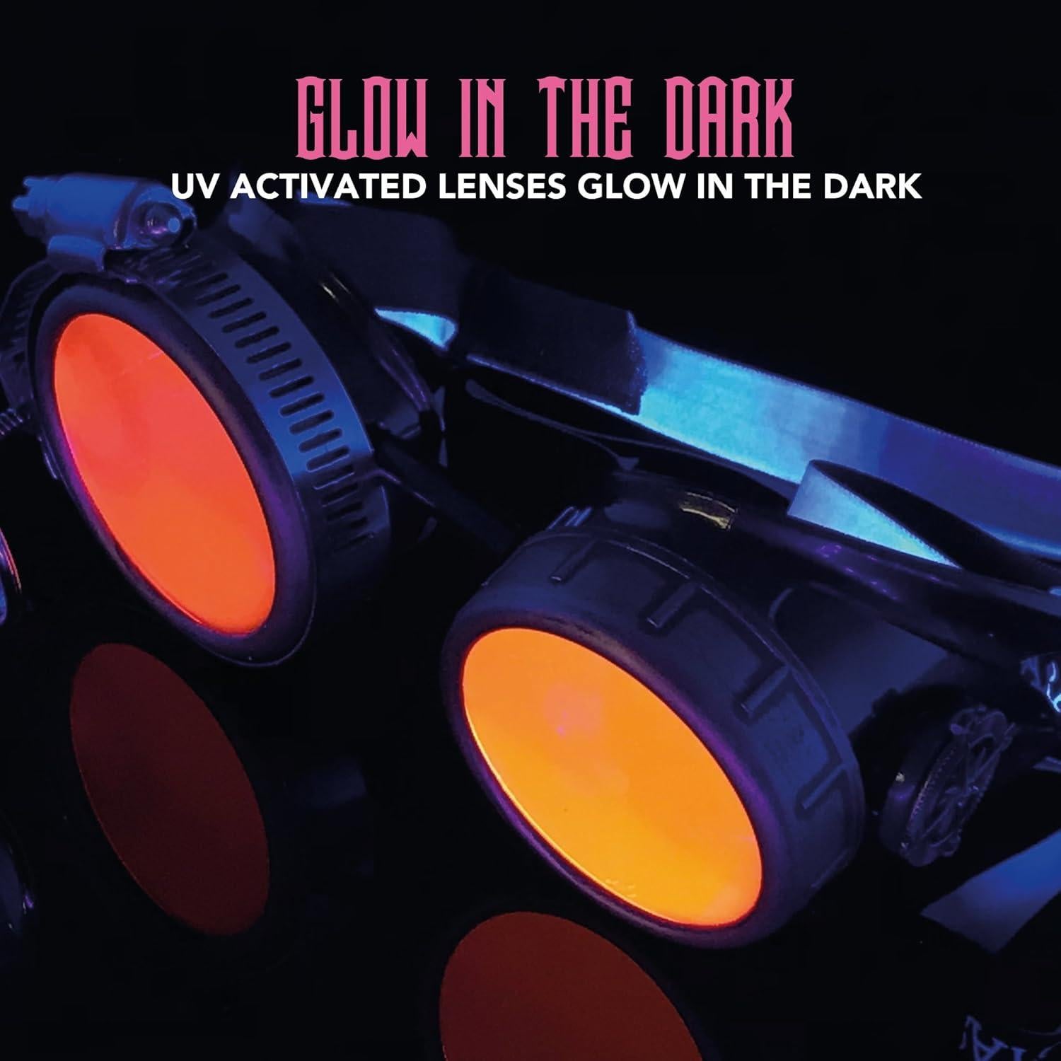 Gafas Steampunk Victoriano con Lentes de Lupa Rosa