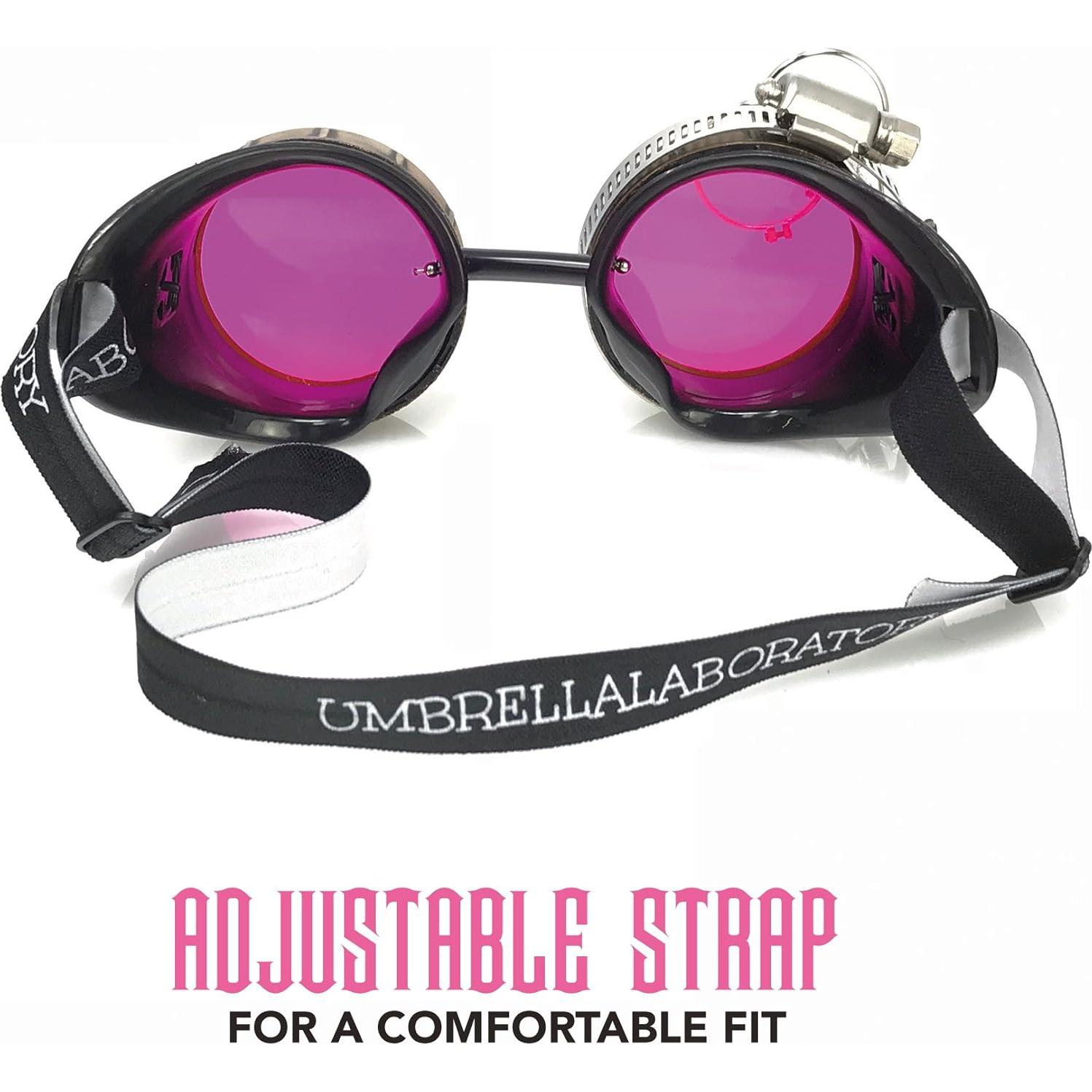 Gafas Steampunk Victoriano con Lentes de Lupa Rosa