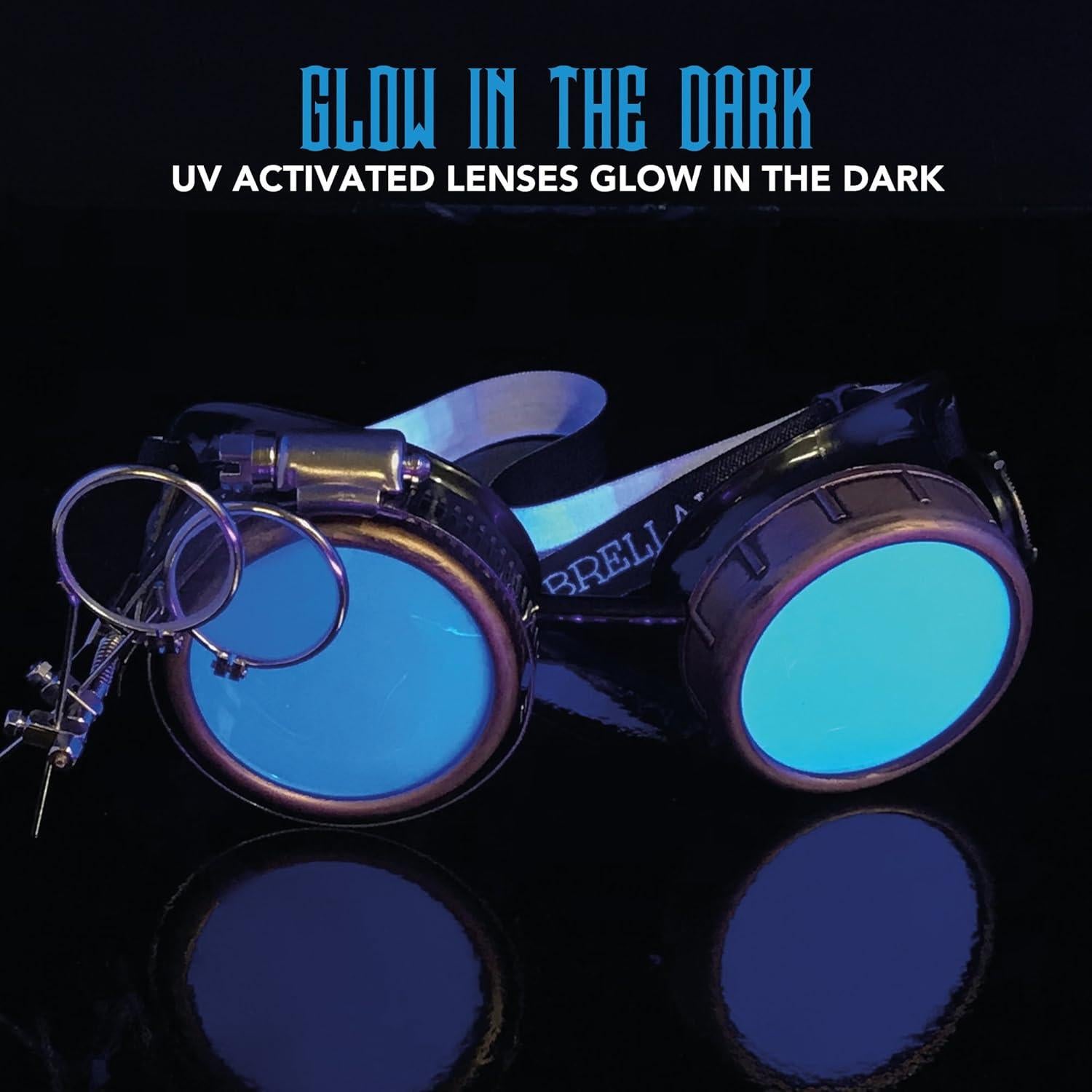 Gafas Steampunk UMBRELLALABORATORY con Lentes Neón 3D