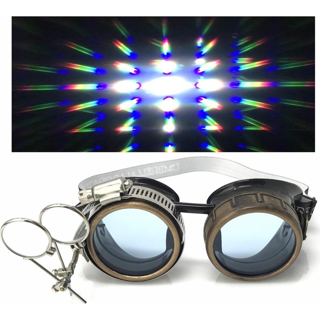 Gafas Steampunk UMBRELLALABORATORY con Lentes Neón 3D