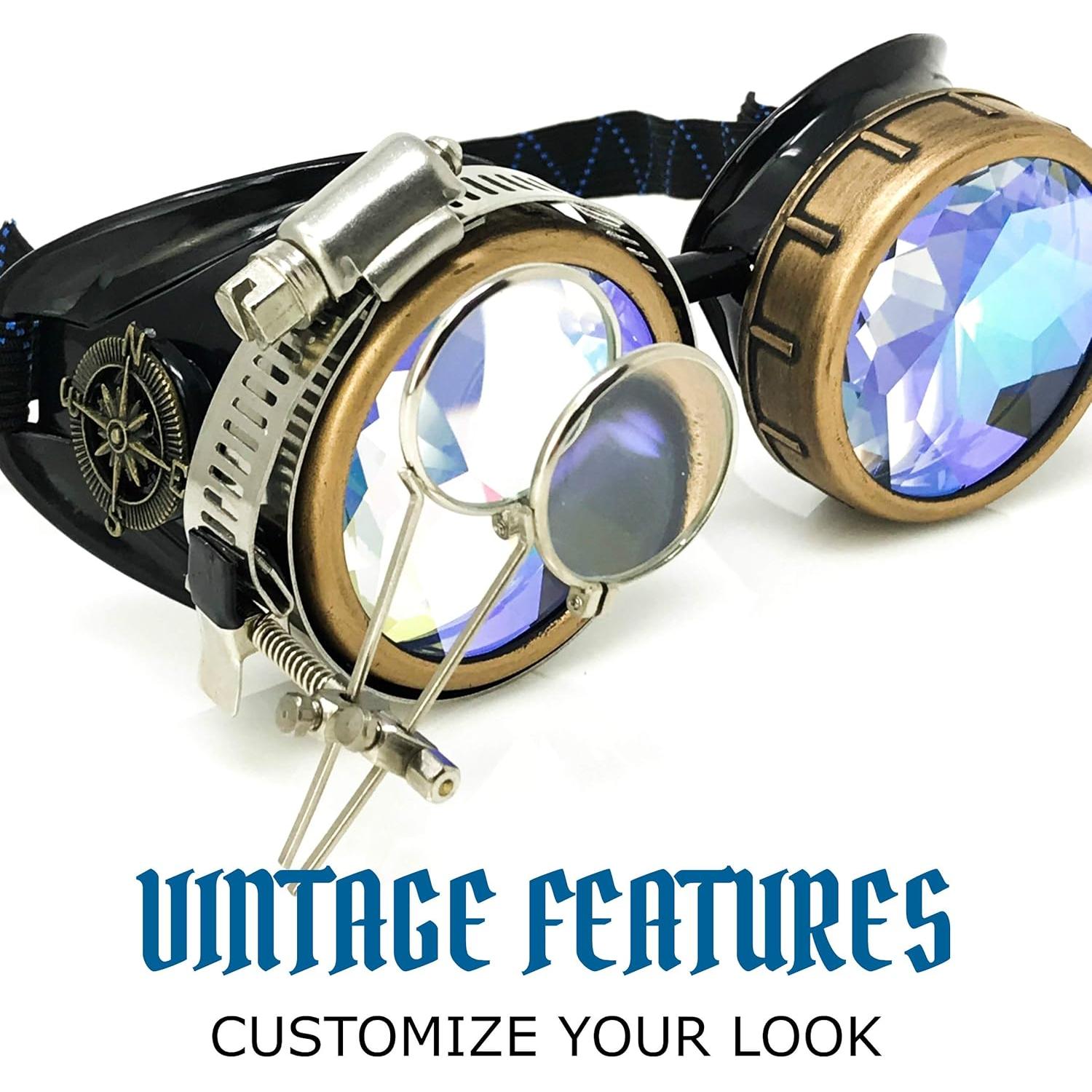 Gafas Steampunk UMBRELLALABORATORY con Lentes Kaleidoscopio