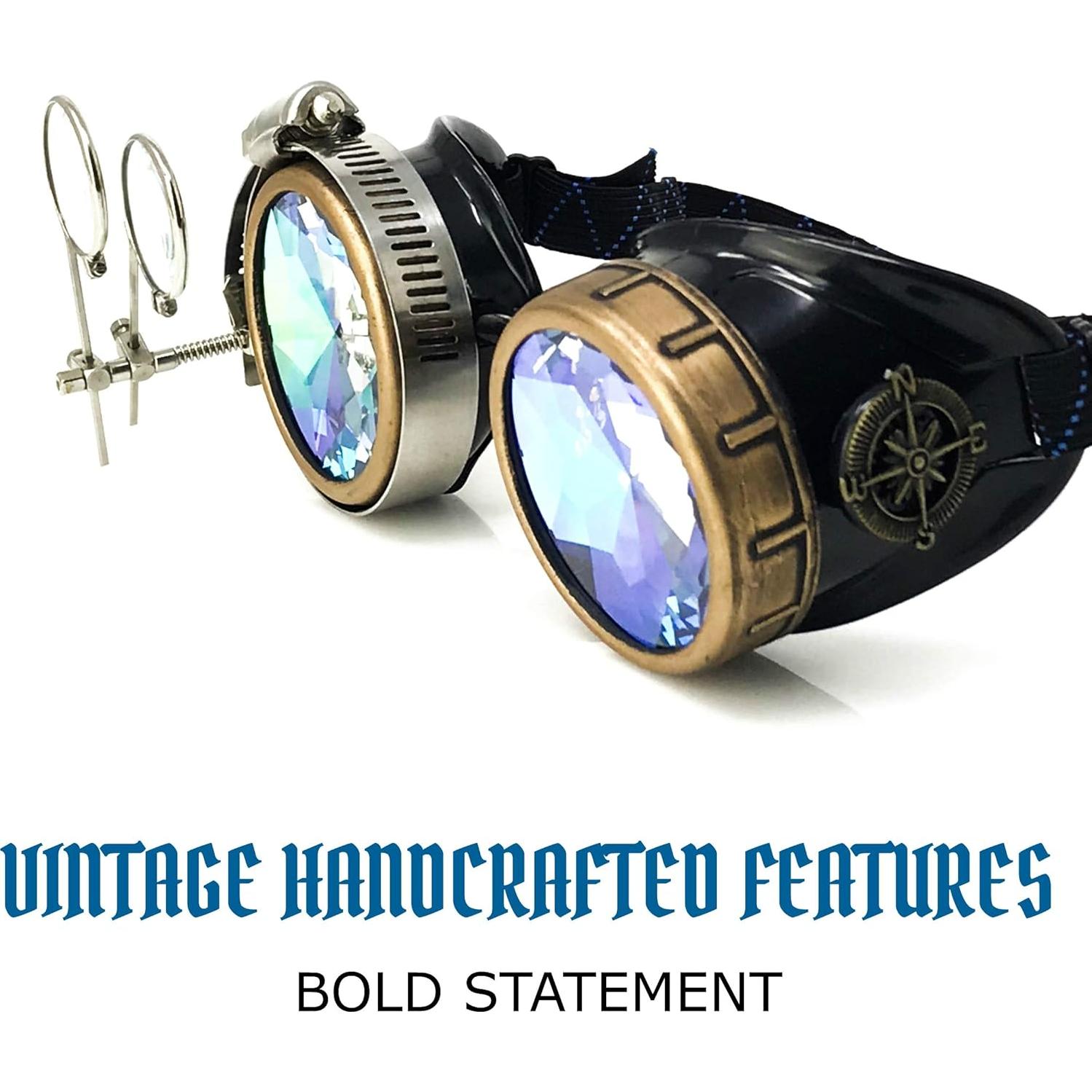 Gafas Steampunk UMBRELLALABORATORY con Lentes Kaleidoscopio