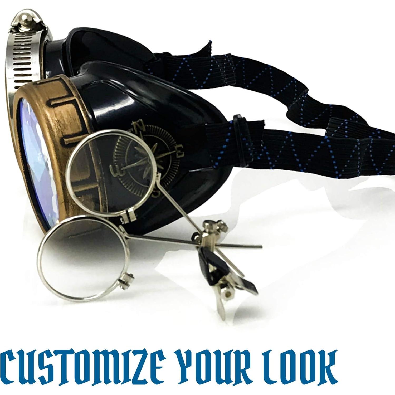 Gafas Steampunk UMBRELLALABORATORY con Lentes Kaleidoscopio