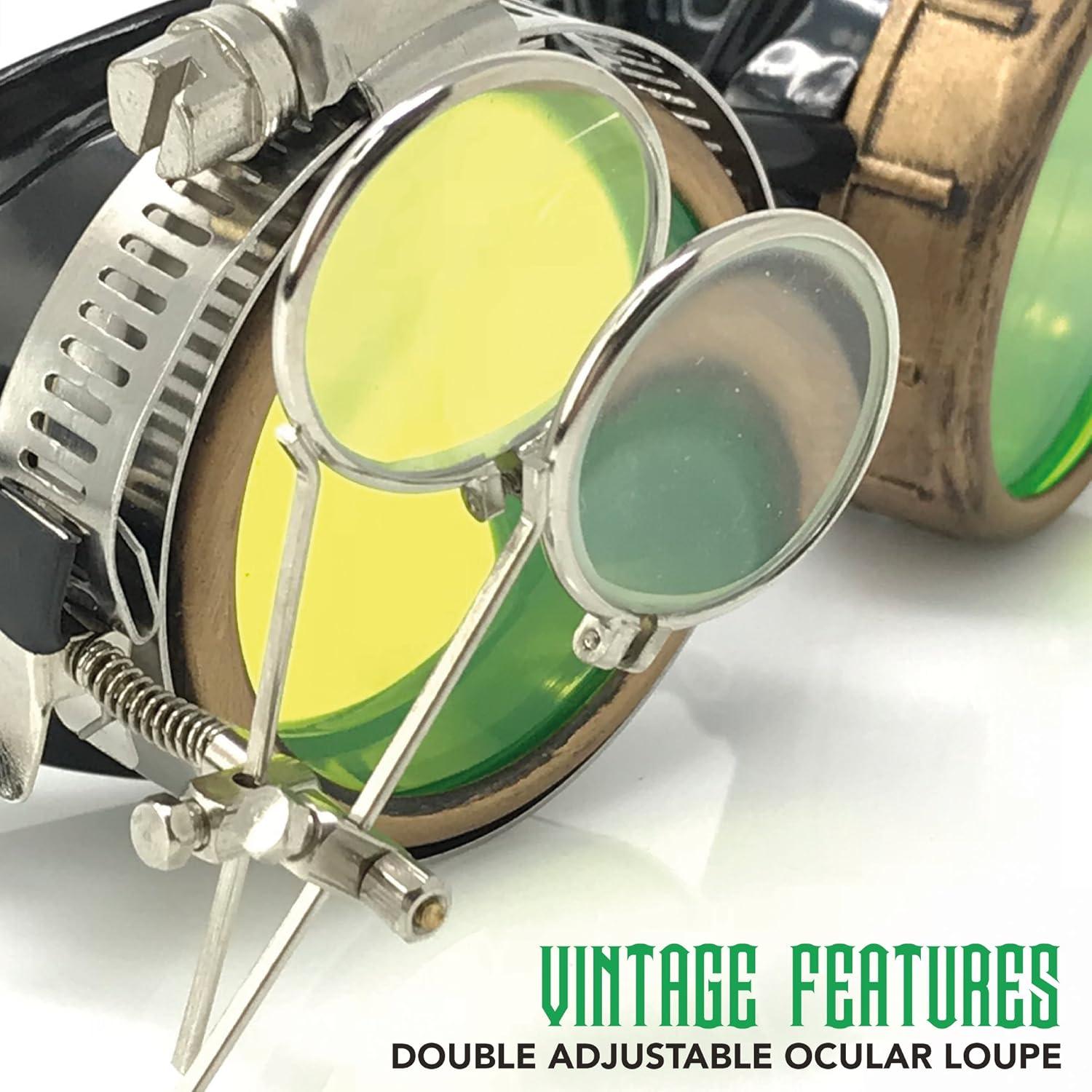 Gafas Steampunk Victoriano con Lentes de Lupa y Color