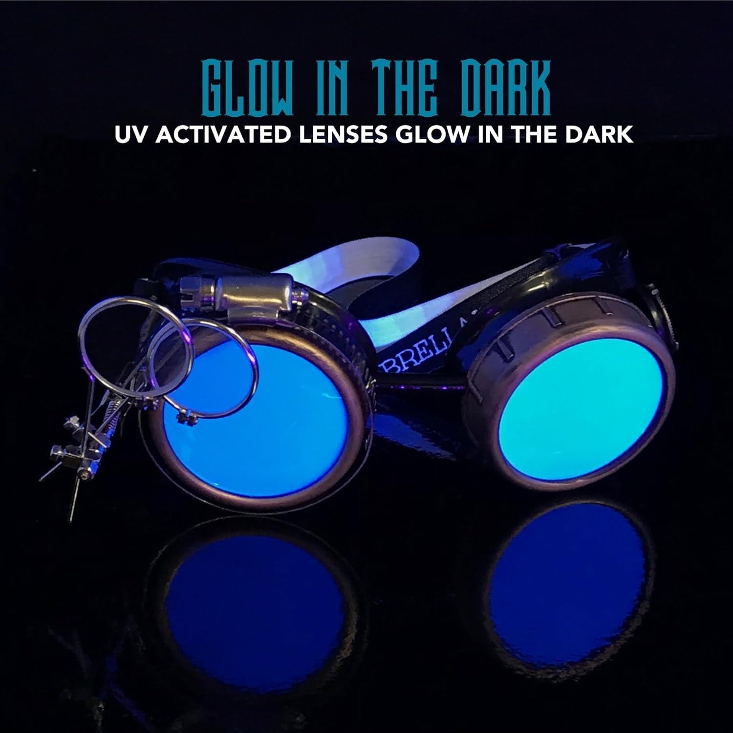 Gafas Steampunk UMBRELLALABORATORY con Lentes de Aumento