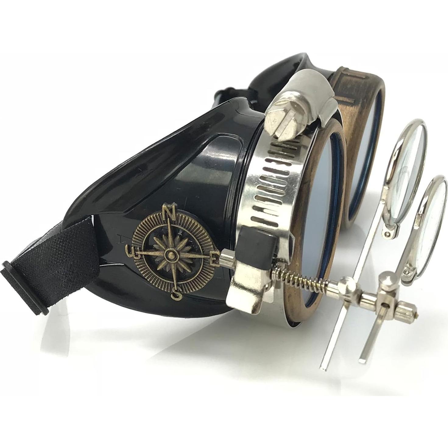 Gafas Steampunk UMBRELLALABORATORY con Lentes de Aumento