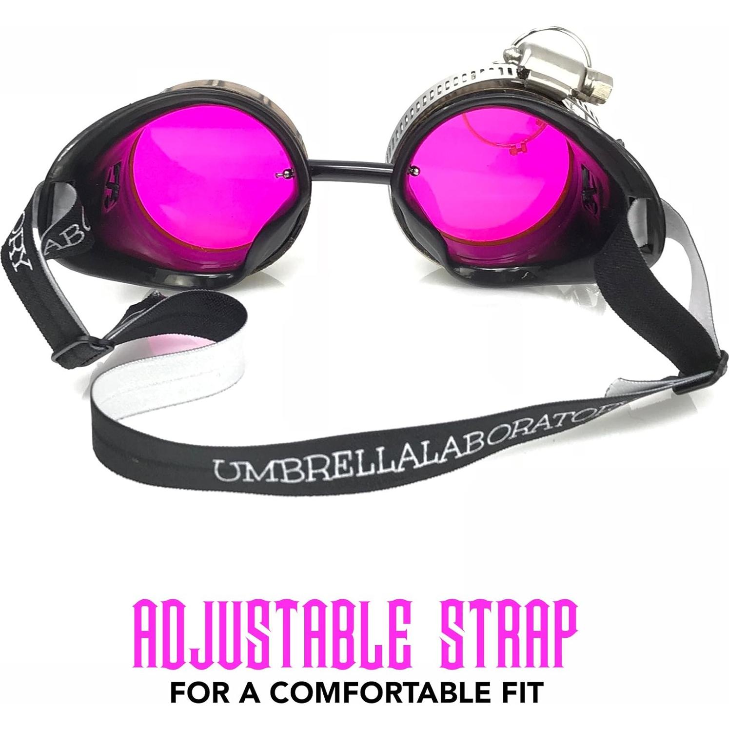 Gafas Steampunk UMBRELLALABORATORY Rosa Neón con Lupa