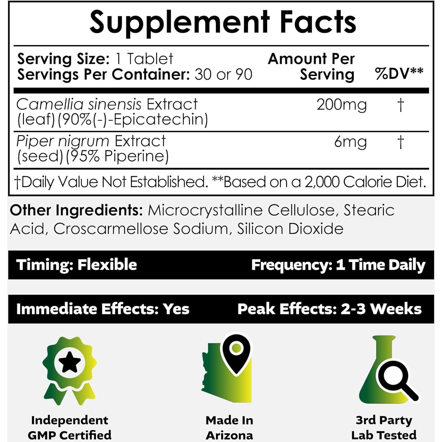 Tabletas de Epicatequina Nootropics Depot 200mg con Piperina 30 Unidades