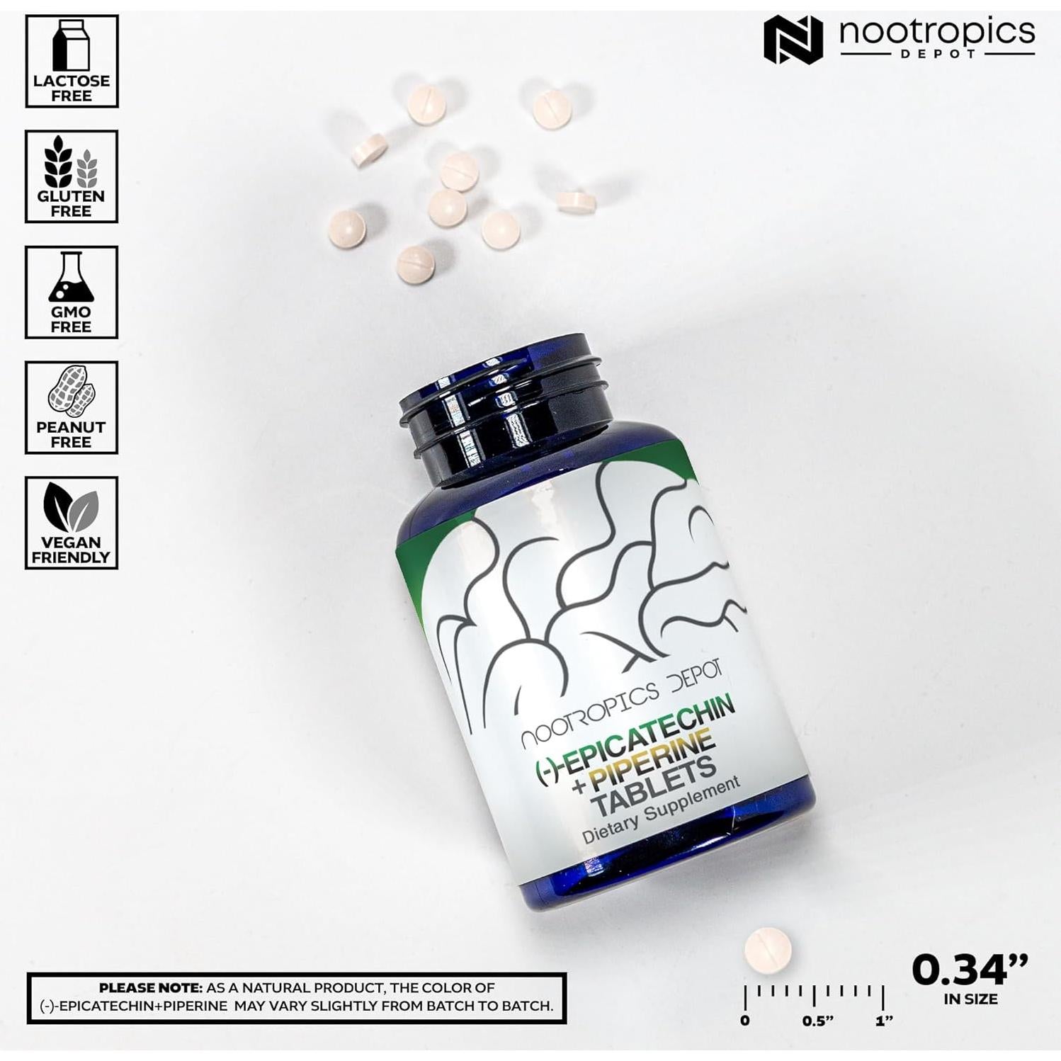 Tabletas de Epicatequina Nootropics Depot 200mg con Piperina 30 Unidades